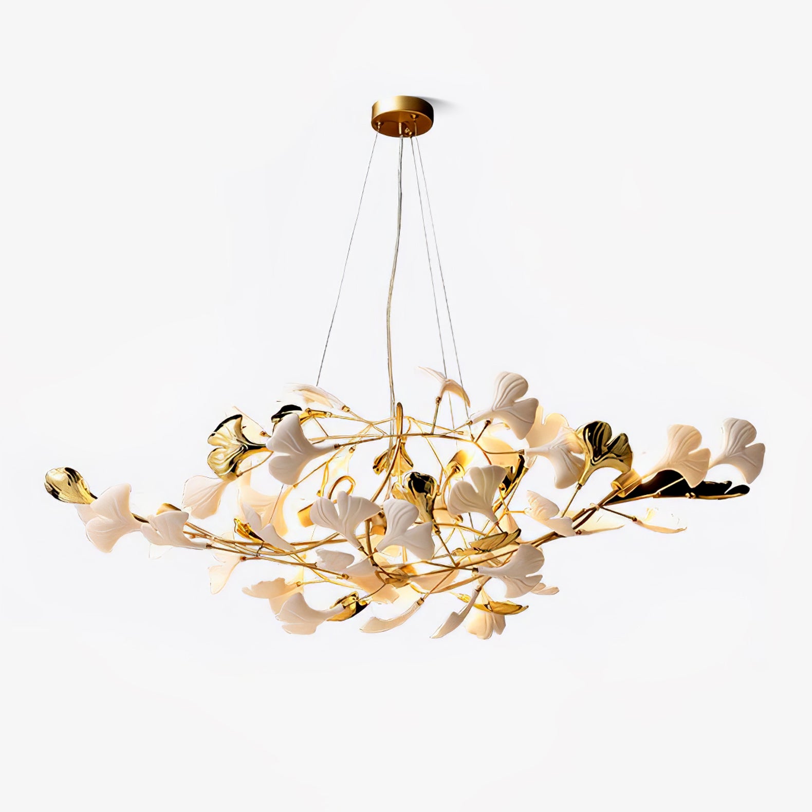 Elegant Ginkgo Leaf Chandelier - Modern Crystal Ceiling Light Fixture for Dining Room, Living Room & Bedroom Decor - Perfect for Home, Hotel & Wedding Venue Lighting