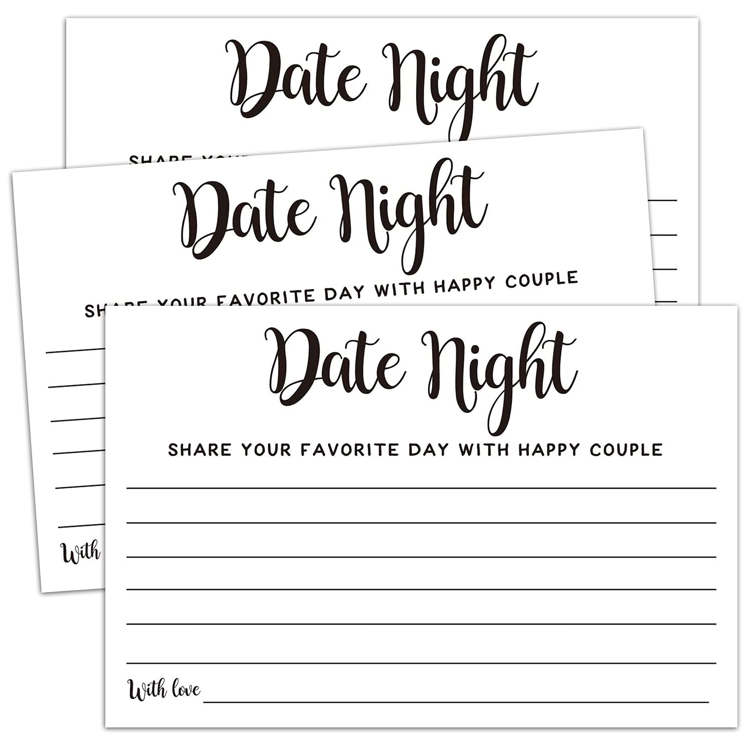 50 Romantic Date Night Ideas Cards - Wedding Advice Cards for Bridal Shower, Married Couples & Newlyweds - 4x6 Inch - Perfect for Anniversary Gifts & Couples Game Night