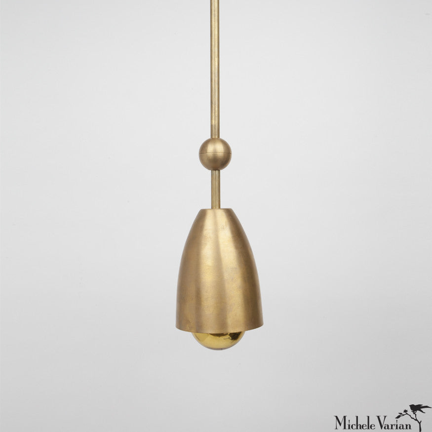 Vintage Brass Cup and Ball Pendant Light - Industrial Style Ceiling Fixture for Dining Room, Kitchen Island & Bedroom Lighting