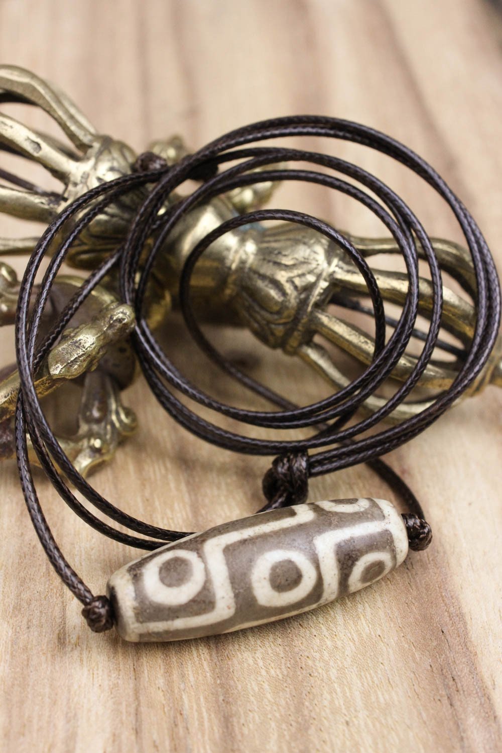 Authentic Nine-Eyed Dzi Bead Necklace - Tibetan Buddhist Mala for Protection & Good Luck | Spiritual Jewelry for Meditation, Energy Healing & Fashion Accessory