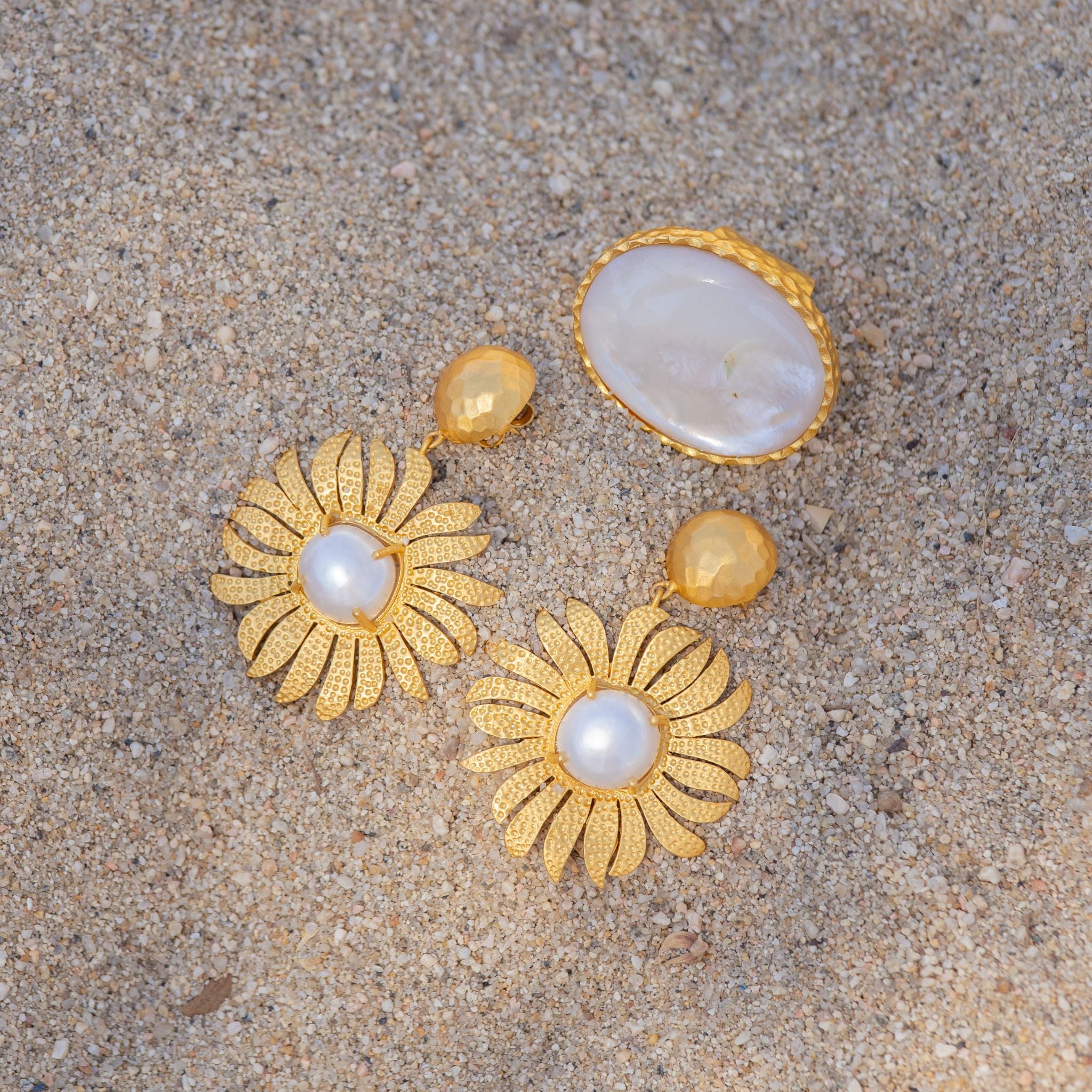 Anemone's Charm Drop Earrings with Pearl Accents - Elegant Dangling Jewelry for Women, Perfect for Weddings, Parties & Special Occasions