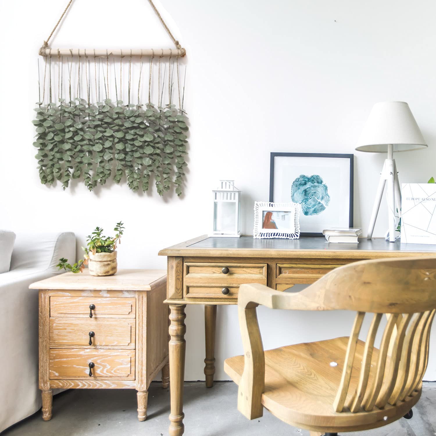 Artificial Eucalyptus Wall Hanging - Farmhouse Boho Decor for Bedroom & Living Room