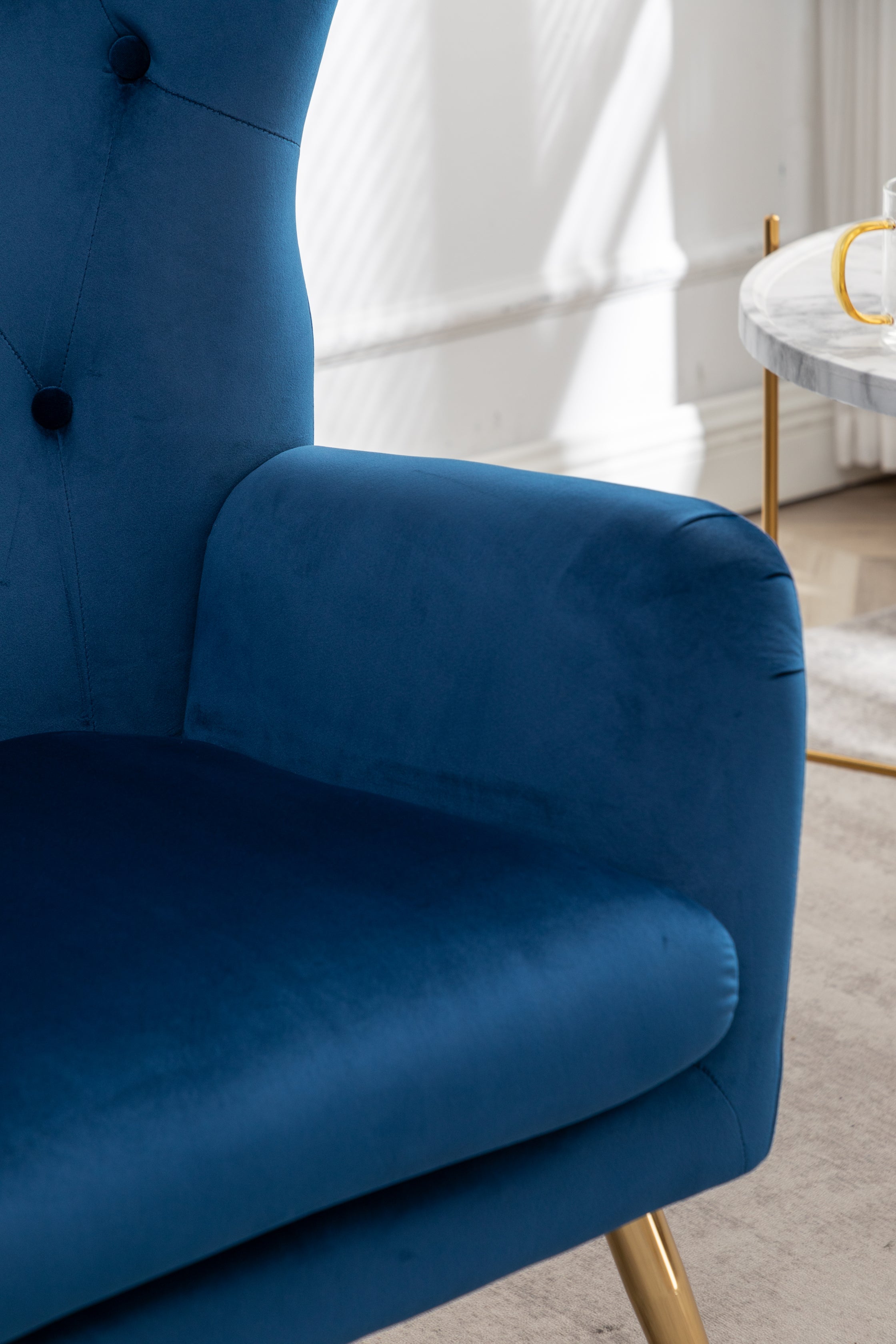 Roundhill Furniture Sovarol Velvet Button Tufted Wingback Accent Chair - Luxurious Living Room Seating for Home Office, Bedroom & Lounge Decor