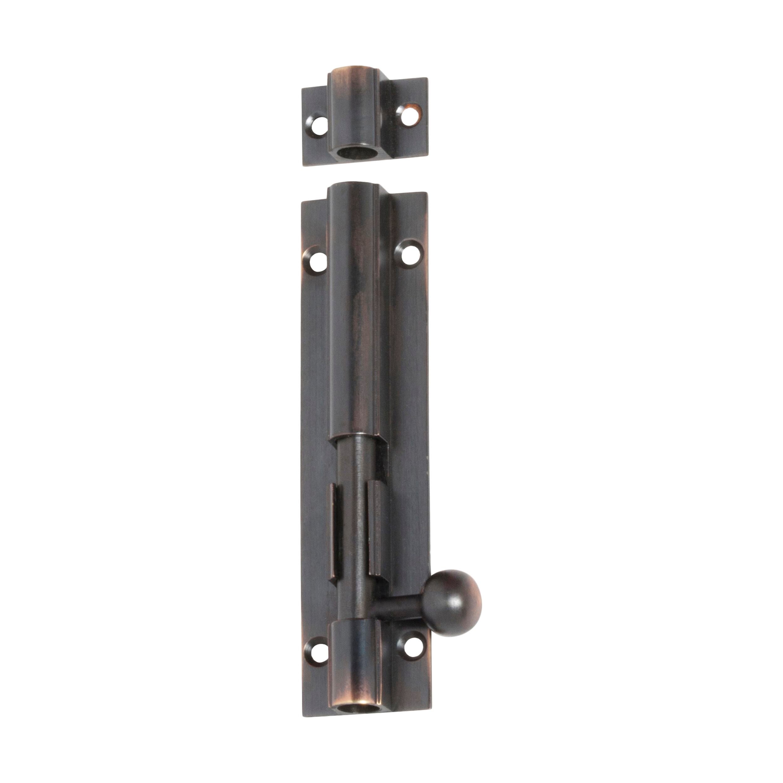 1381 Barrel Bolt Antique Copper - 100mm Length x 25mm Width, 7.5mm Diameter - Heavy Duty Door & Gate Latch for Barns, Sheds, and Cabinets