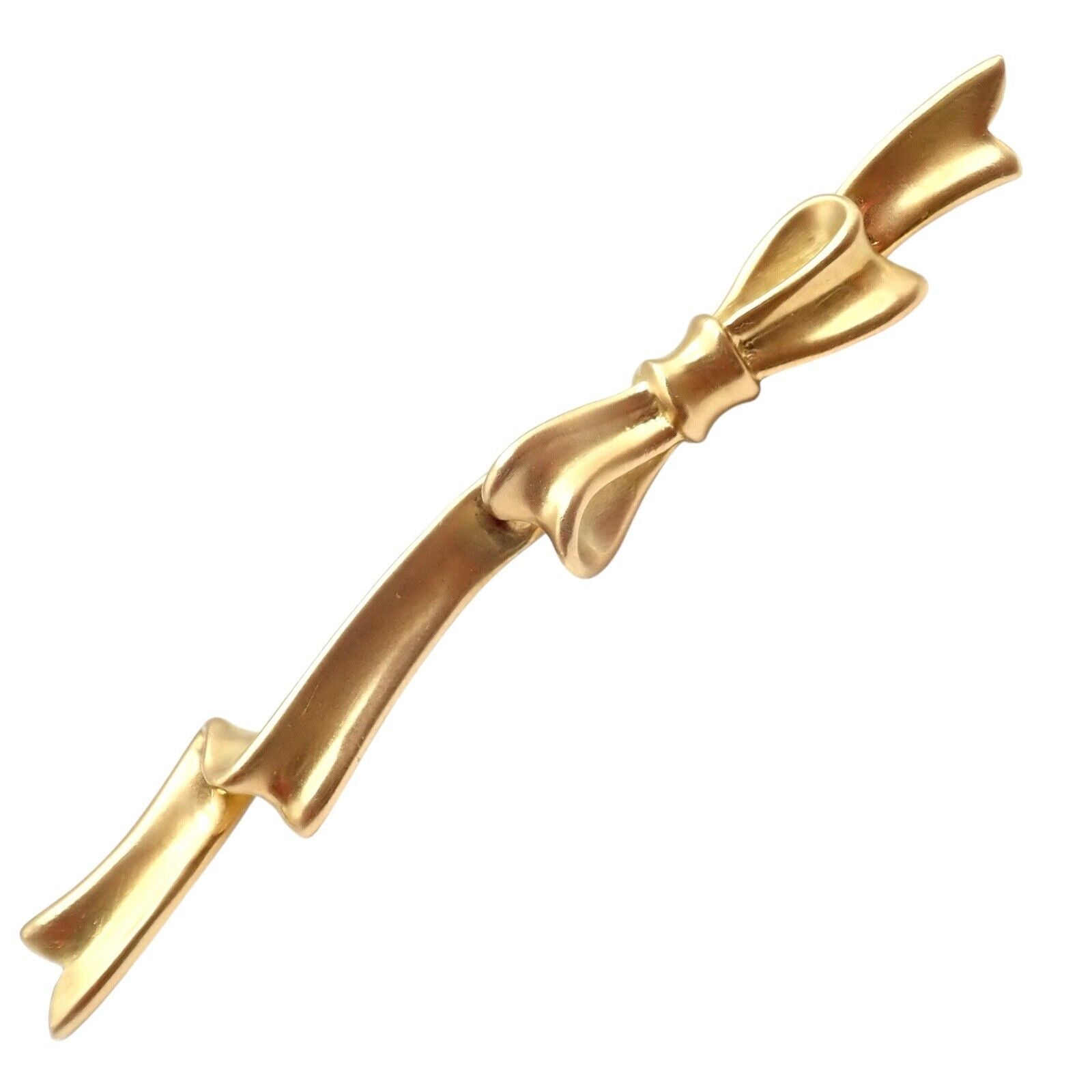 Authentic Angela Cummings 18k Yellow Gold Long Ribbon Bow Pin Brooch Vintage 1984 - Elegant Jewelry Gift for Women, Perfect for Weddings, Parties & Special Occasions