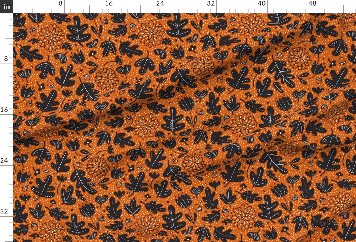 Folk Flora Pumpkin Orange Autumn Botanicals Printed Minky Fabric by The Yard - Soft & Durable for Sewing Baby Blankets, Quilt Backing, Plush Toys - Perfect for DIY Crafts, Nursery Decor & Cozy Home Projects