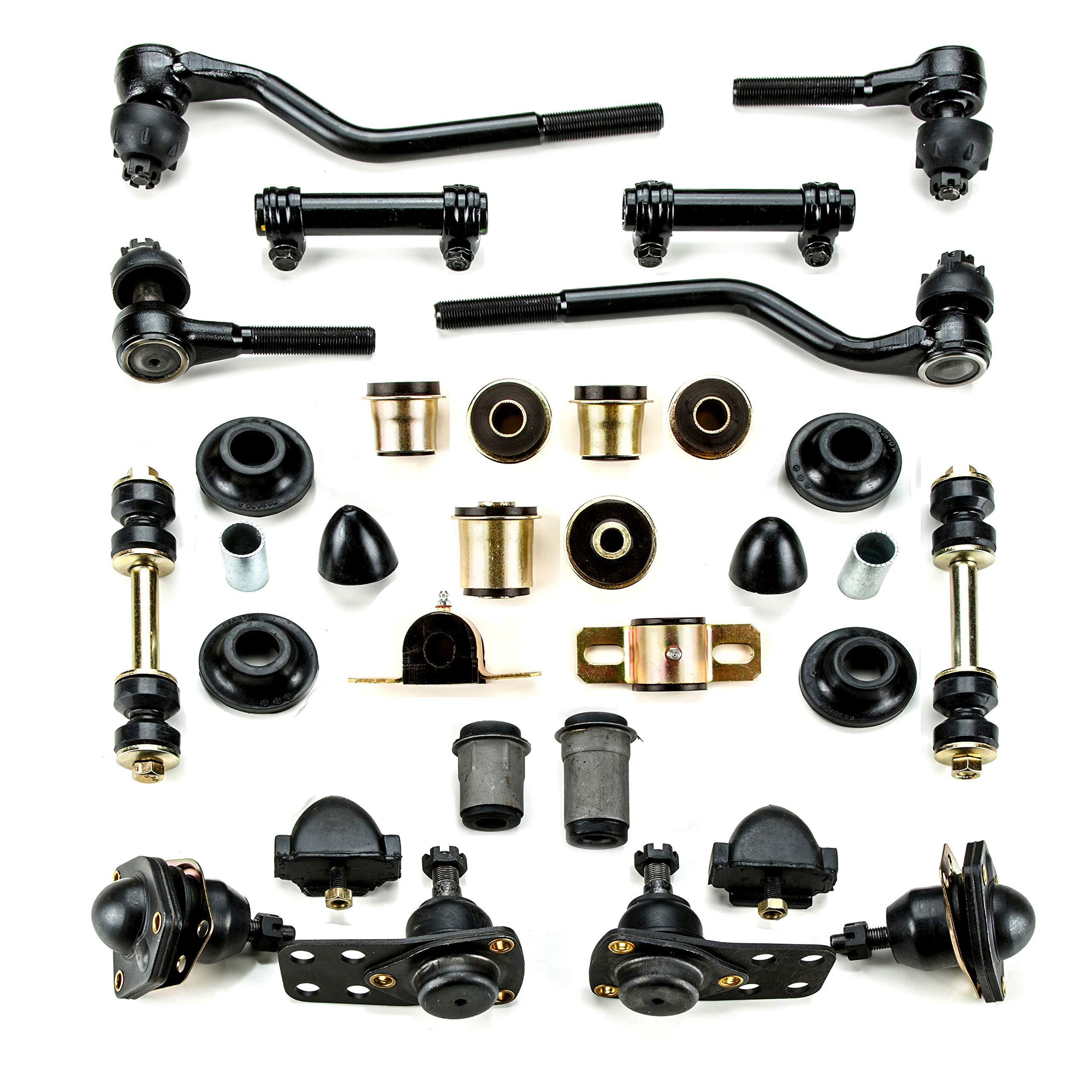 Premium Black Polyurethane Suspension Rebuild Kit - Idler Arm Bushing & Front End Components (30-Piece) | Fits Chevrolet Chevy II/Nova | OEM Replacement | Durable Performance for Rough Roads & Off-Road Driving
