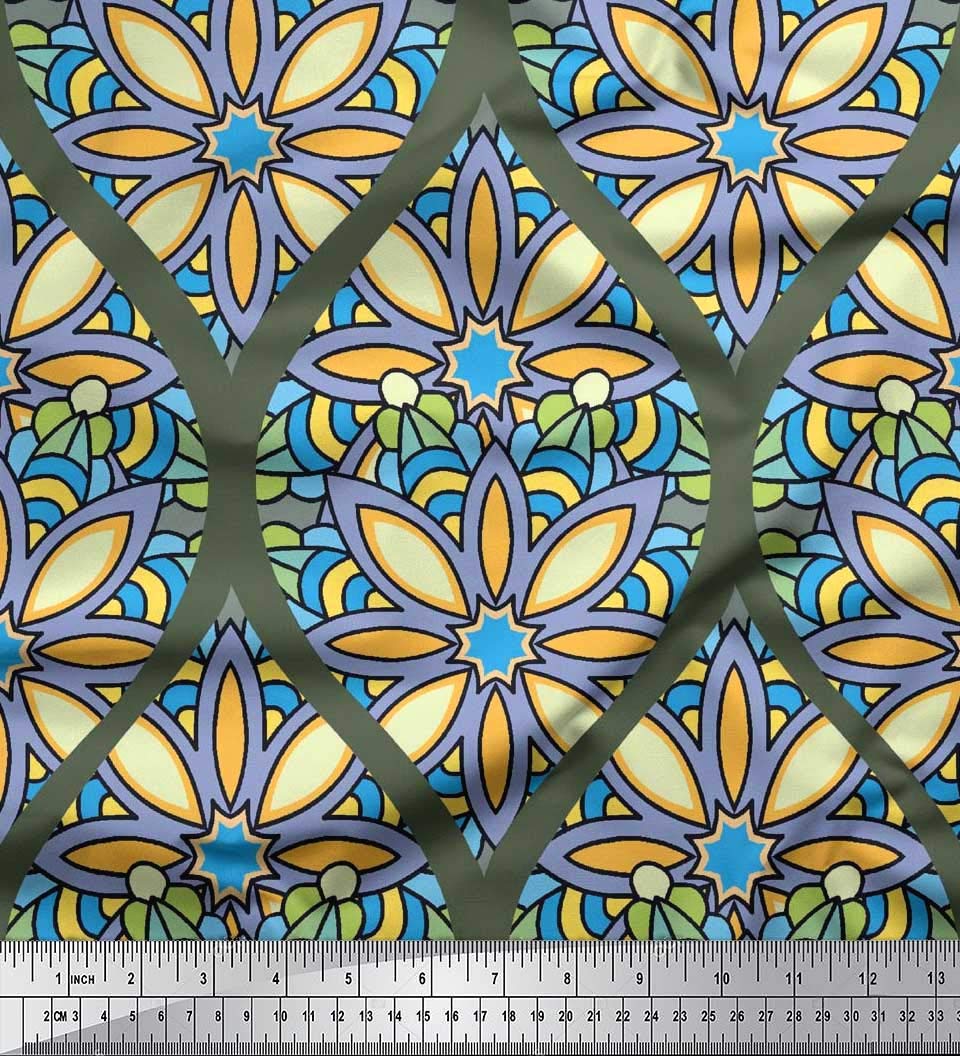 Soimoi Moss Georgette Brown Fabric by The Yard - 42 Inch Wide Floral & Ogee Damask Printed Fabric for Dresses, Curtains & Home Decor - Elegant Fashion & Upholstery Material