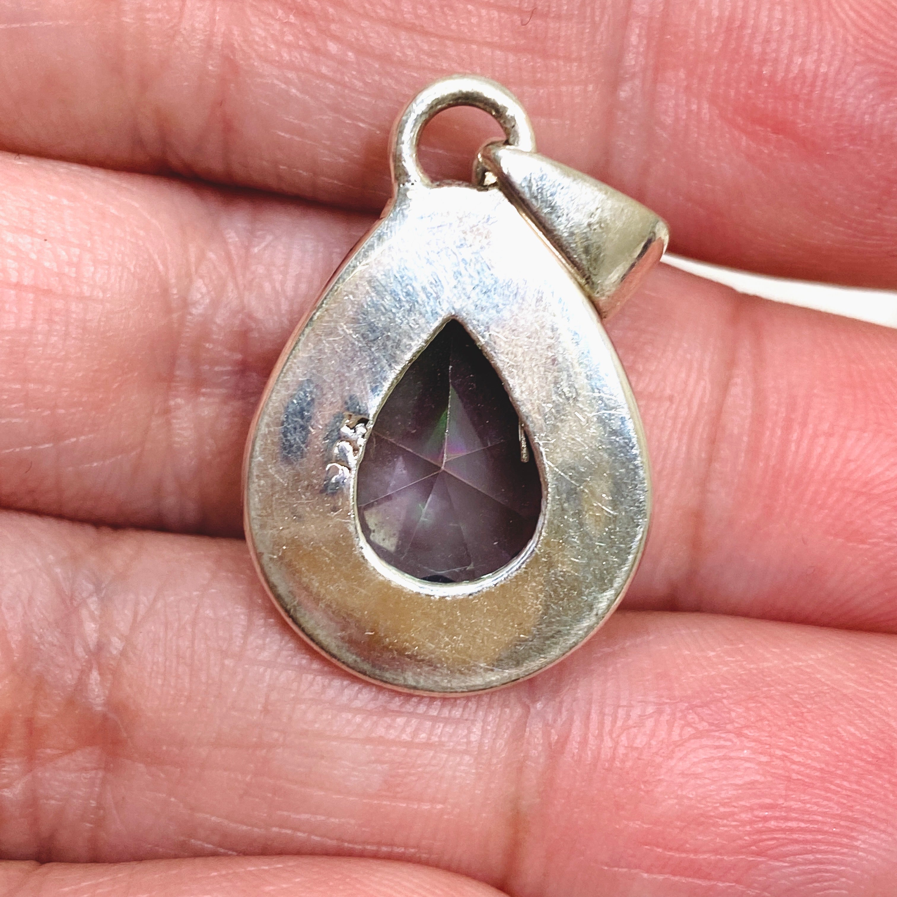 Natural Mystic Topaz Teardrop Faceted Bohemian Pendant Necklace KPGJ4590 - Perfect for Boho Chic Outfits & Special Occasions