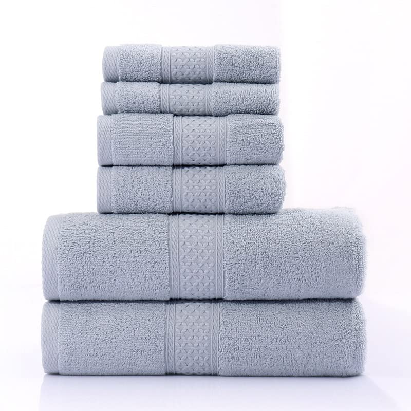 Premium Cotton Bath Towel Set - Ultra Soft & Highly Absorbent Quick-Dry 6-Piece Set (2 Bath Towels, 2 Hand Towels, 2 Washcloths) | Blue | Perfect for Spa, Gym, Beach & Luxury Bathroom Decor
