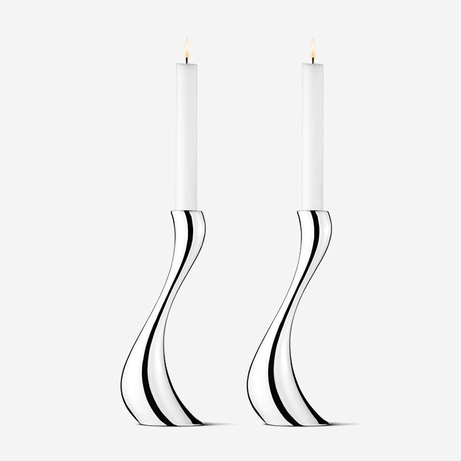 Georg Jensen Cobra Large Candle Holder Set of 2 - Premium Silver Home Decor for Dining Table & Mantelpiece