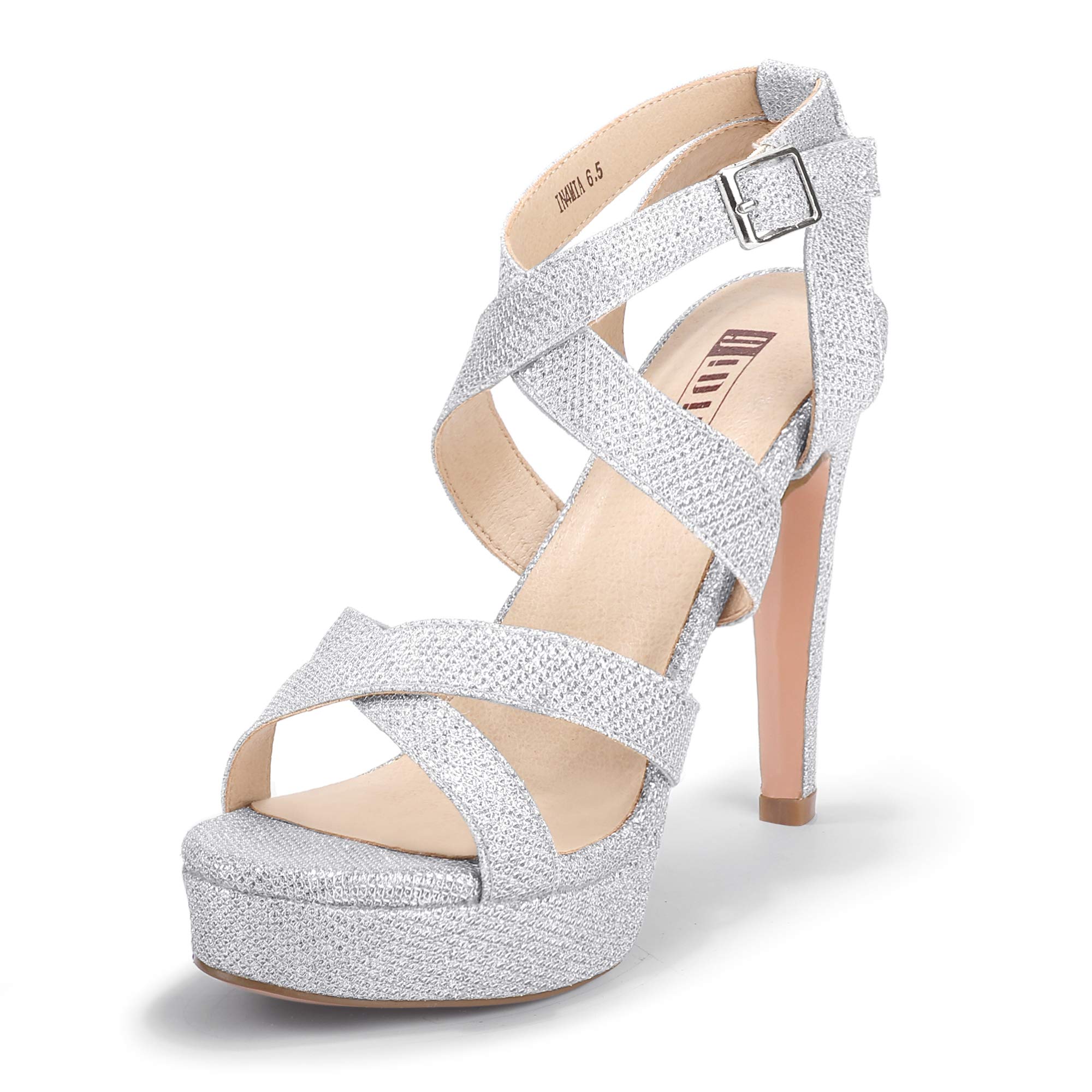 IDIFU Women's Strappy High Heel Sandals - Open Toe Platform Ankle Strap Dress Shoes for Wedding, Bridal, Homecoming & Special Occasions | Perfect for Parties, Date Nights & Formal Events