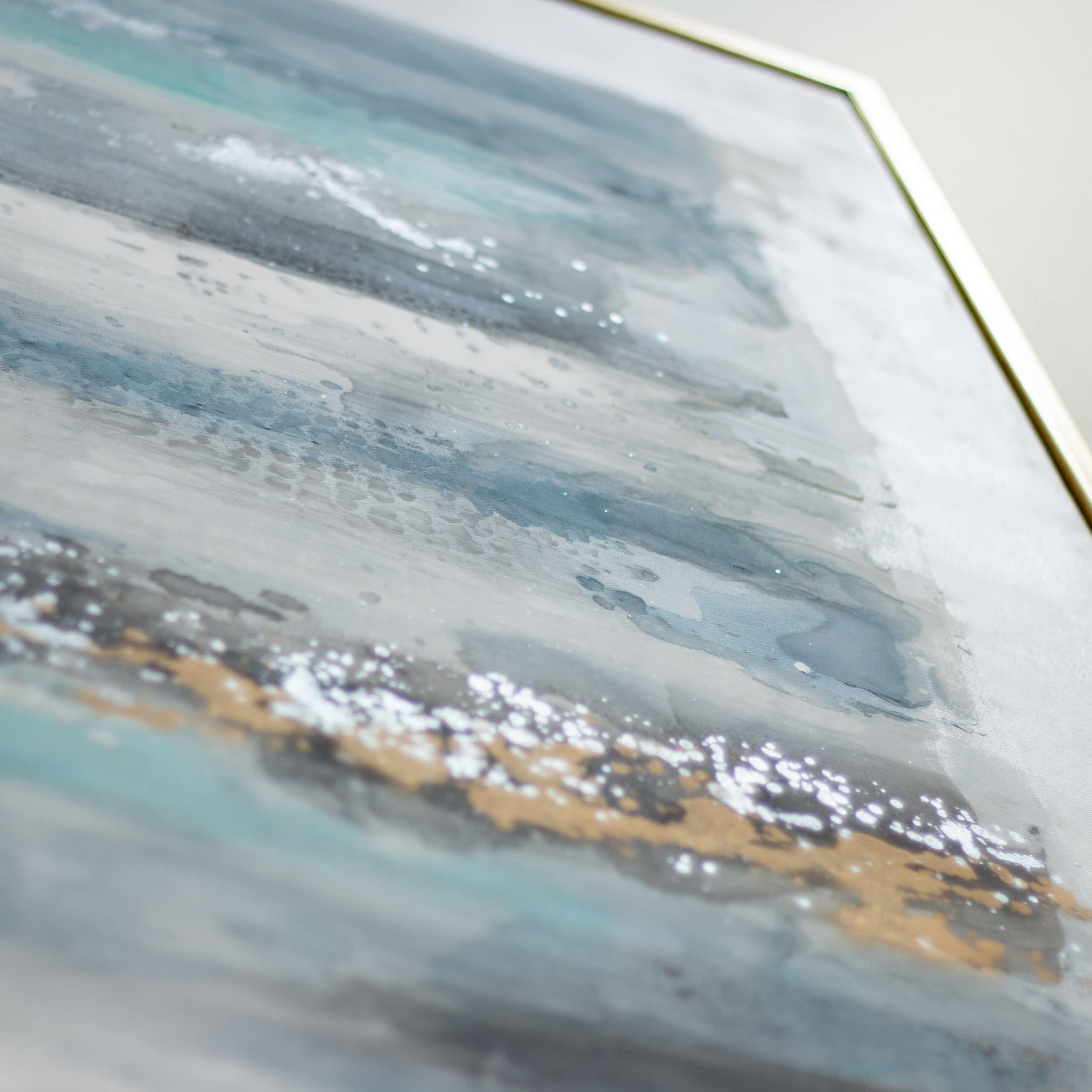 Hand Painted Blue and Gold Abstract Framed Canvas Art 40x60 Inches - Modern Wall Decor for Living Room, Bedroom, Dining Room, Office & Hallway - Perfect for Home & Office Decor