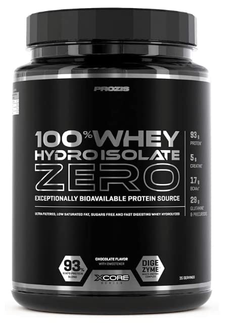 Prozis 100% Whey Hydro Isolate Zero Protein Powder 750g - Zero Carb Hydrolyzed Whey Isolate (Chocolate Hazelnut Flavor) for Post-Workout Recovery & Muscle Building