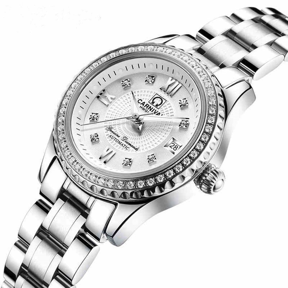 **Men's & Women's Automatic Dress Watches - Gold & Silver Stainless Steel Couple Watch Set (2-Piece) - Perfect for Anniversaries, Weddings & Formal Occasions**