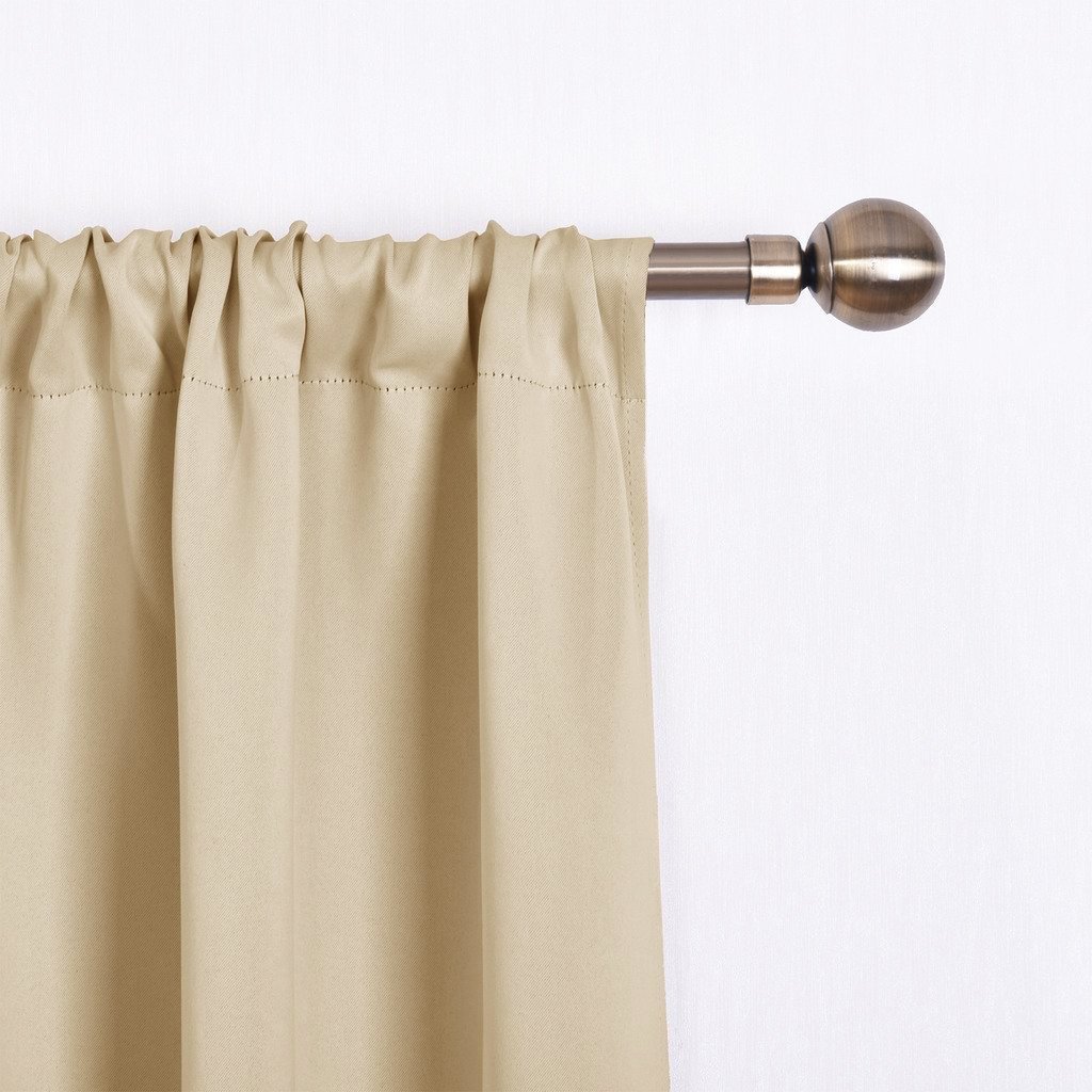 NICETOWN 45 Inch Short Curtains for Small Windows - Biscotti Beige Roll Up Tie Up Shades for Bathroom, Kitchen & Glass Door (1 Panel, 34