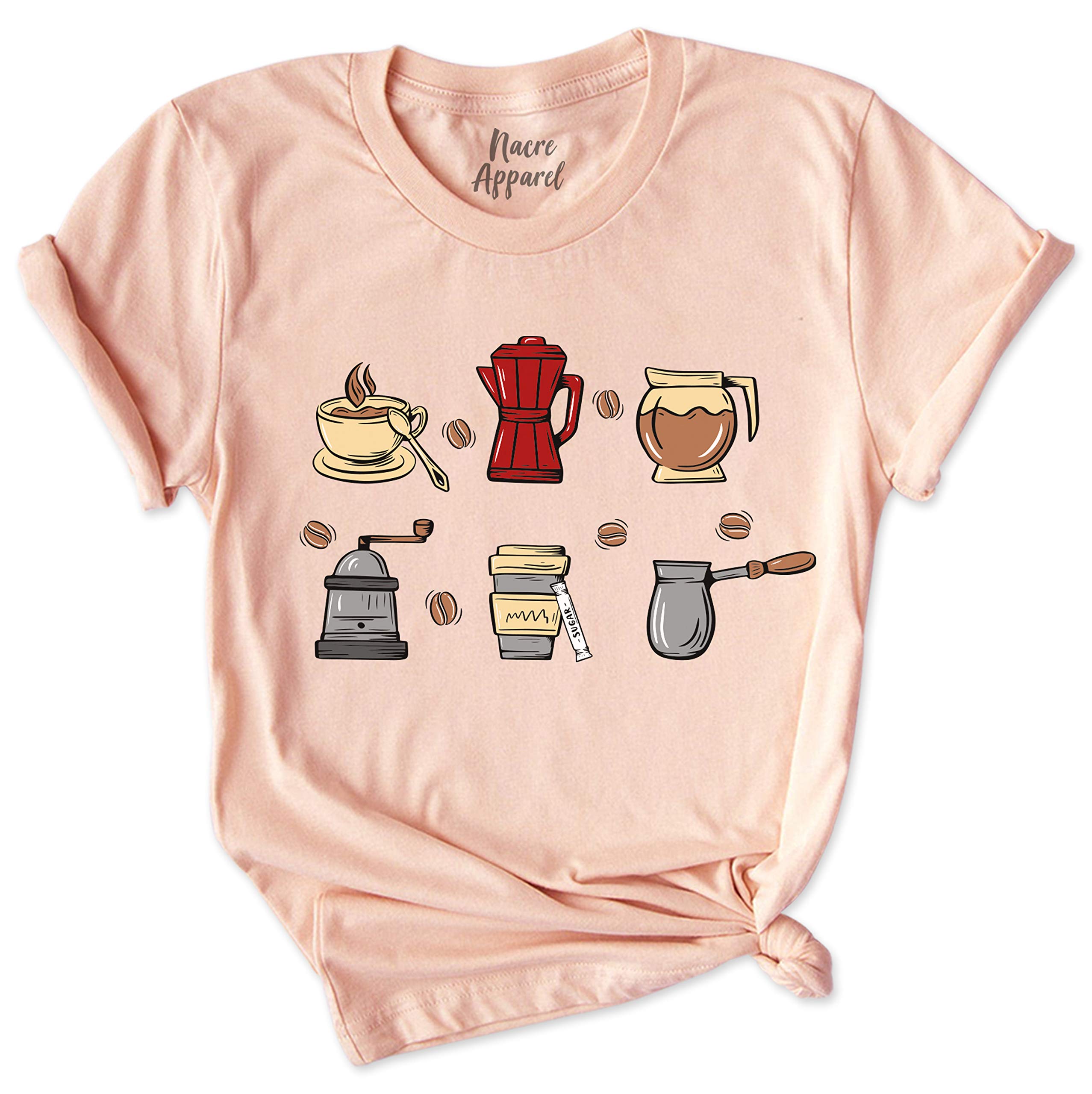 NACRE APPAREL Women's Coffee Lover Graphic T-Shirt - Funny Barista Gift Idea for Coffee Enthusiasts - Perfect for Cafes, Barista Work & Casual Wear