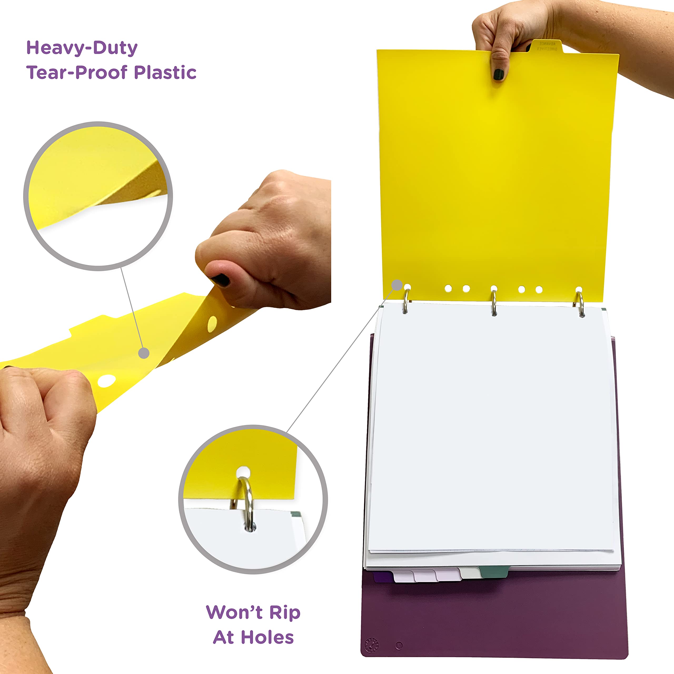 Carstens Heavy Duty Plastic Binder Dividers Set - 19-Tab Multi-Color Index Tabs with Pull Tab Die Cuts for 2-Ring, 3-Ring & 5-Ring Binders | Perfect for School, Office Organization & Document Filing