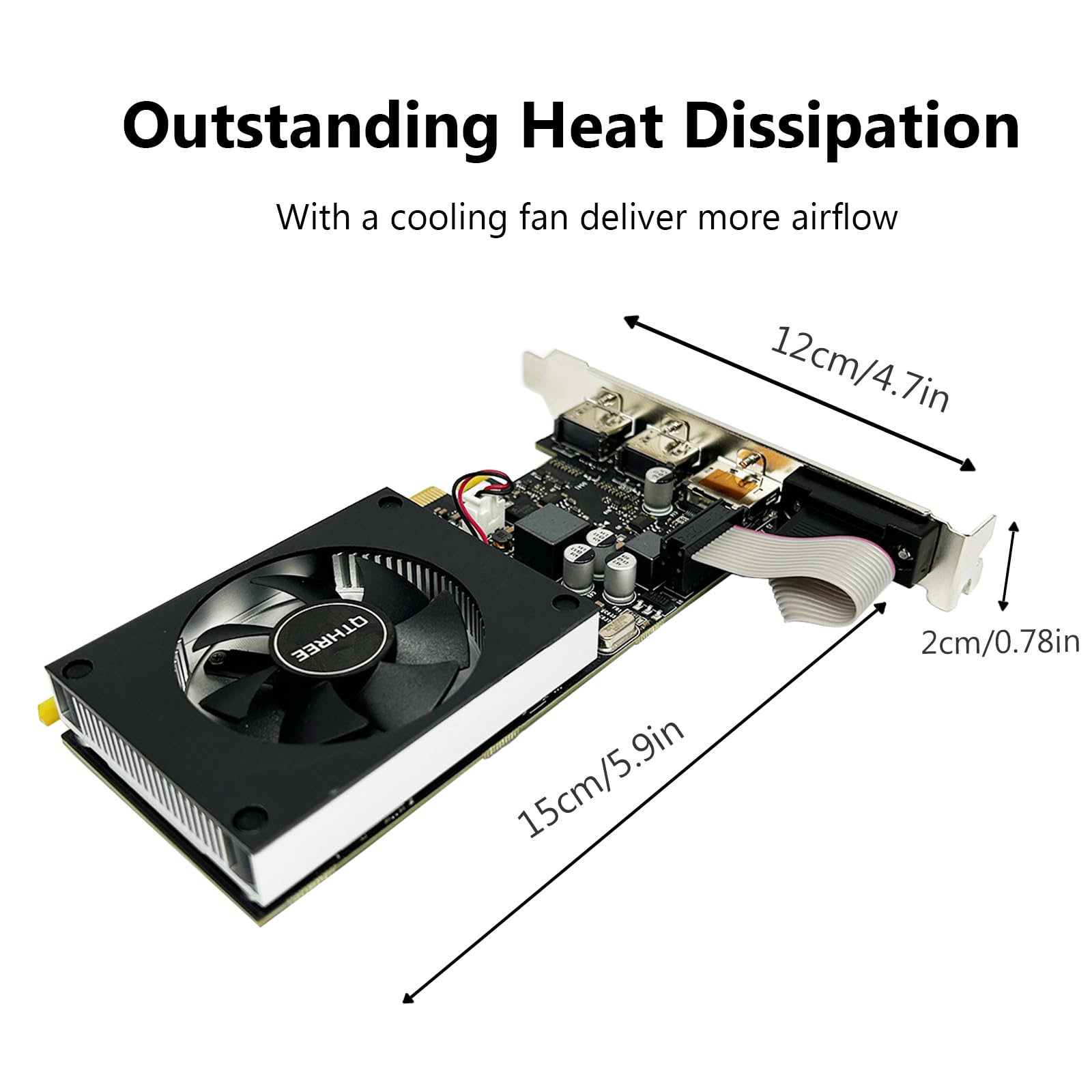 QTHREE GeForce GT 730 4GB 64Bit DDR3 Gaming Graphics Card with 2x HDMI, VGA, DP - Low Profile PCIe x8 2.0 Video Card for PC, Supports 4 Monitors, Windows 11 & DirectX 12 - Perfect for Gaming, Home Theater & Office Workstations