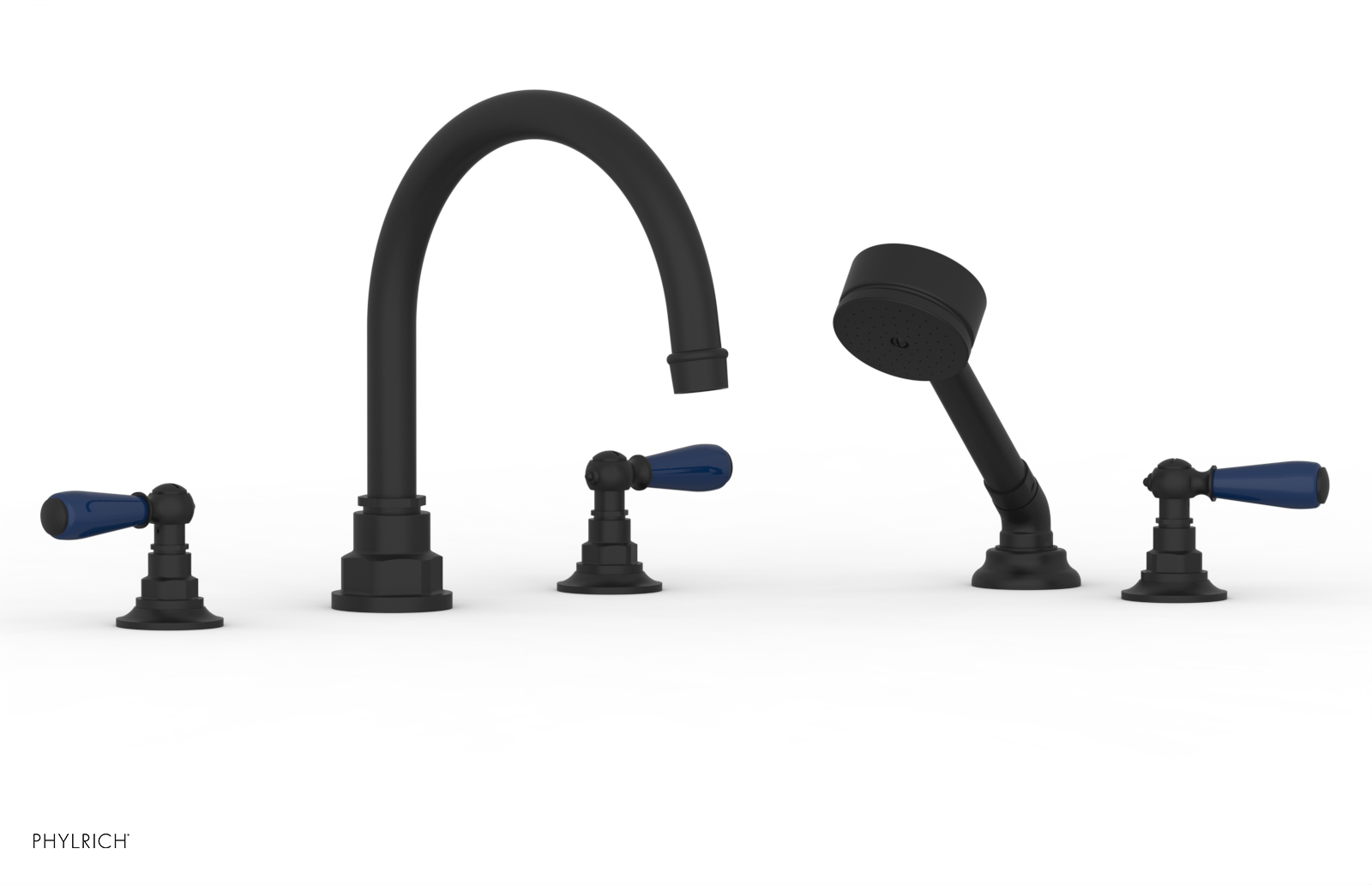 Jamestown Deck Tub Set with Hand Shower - Lever Handles & Navy Blue Accents - 165