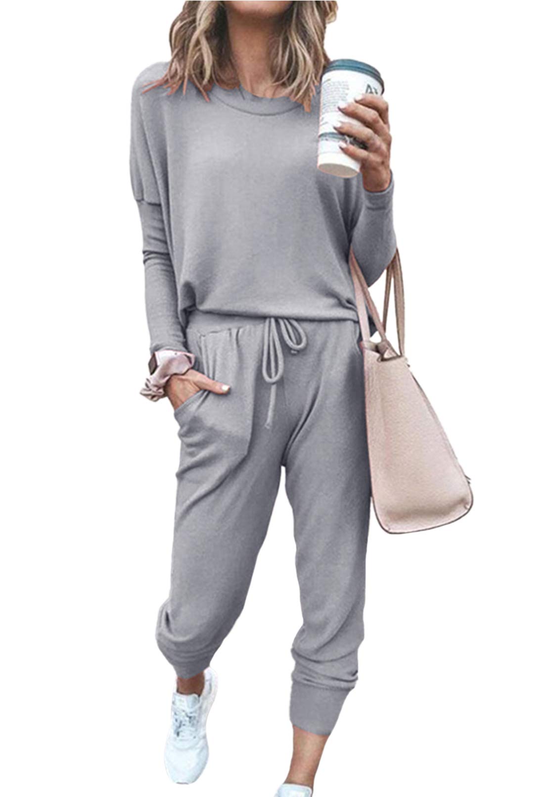 Linsery Women's 2-Piece Casual Outfit Set - Long Sleeve Pullover & Jogger Pants Sweatsuit | Comfortable Lounge Wear for Home, Gym & Running