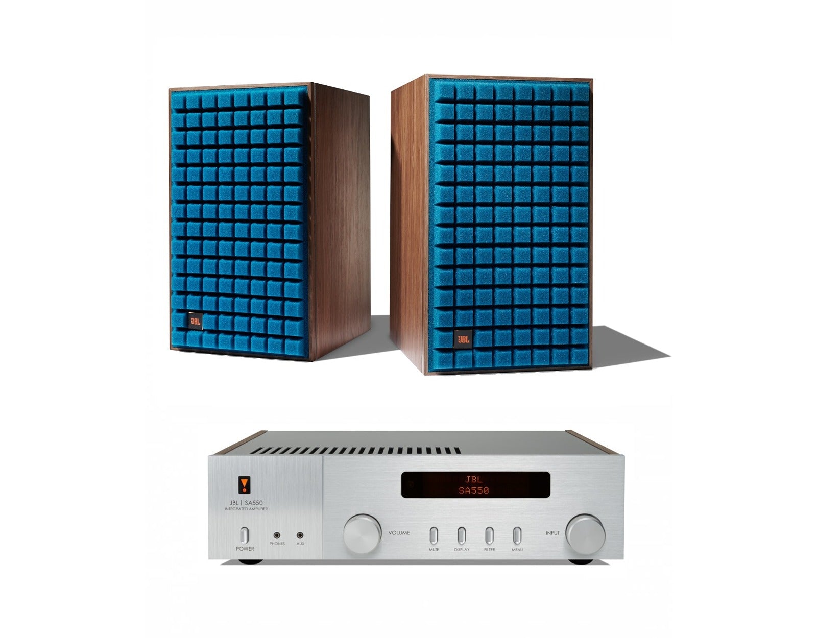 Walnut with Burnt Orange Grill and JBL SA550
