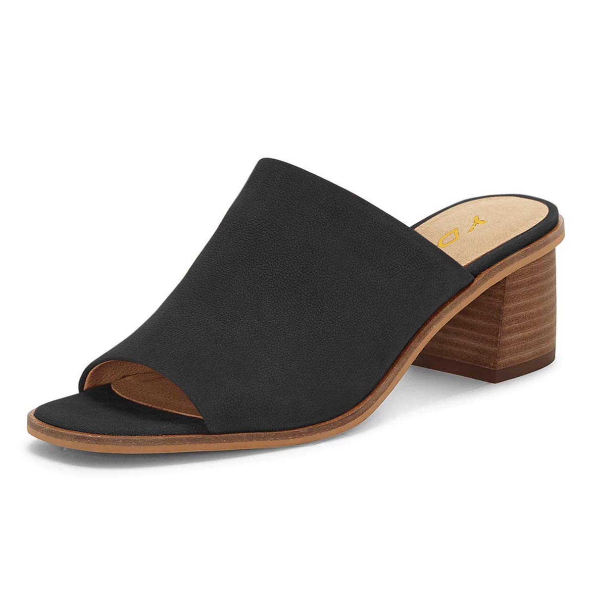 YDN Women's Casual Square Toe Slip-On Mule Slippers - Chunky Low Heel Sandals for Summer, Date Night & Everyday Wear | Comfortable Open-Toe Shoes for Outfits, Beach & Home