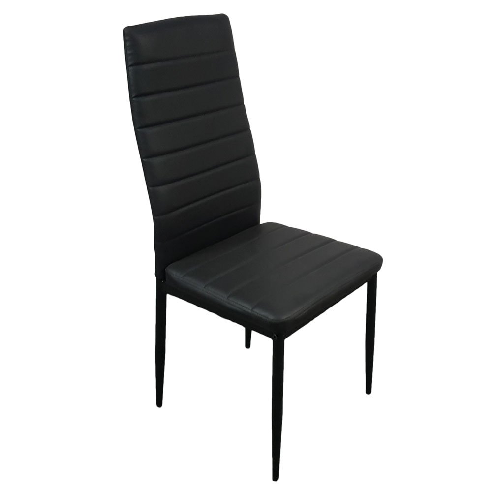 5-Piece Modern Dining Table Set with Tempered Glass Top & 4 Faux Leather Chairs - Metal Frame Kitchen Furniture for Dining Room, Breakfast Nook, Small Space - Black (Set 1) | Perfect for Apartments, Condos & Compact Homes
