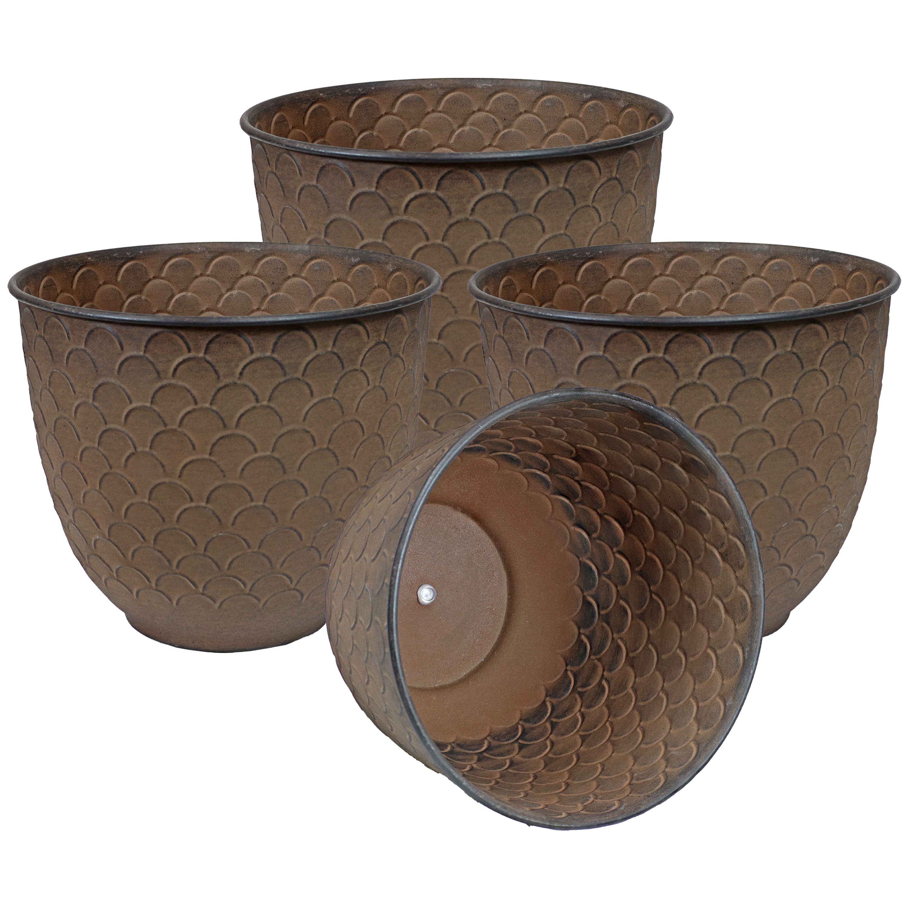 Sunnydaze Dinah 12.5 Inch Metal Outdoor Plant Pots - Rust-Resistant Garden Planter for Patio, Deck, Balcony & Backyard Decor