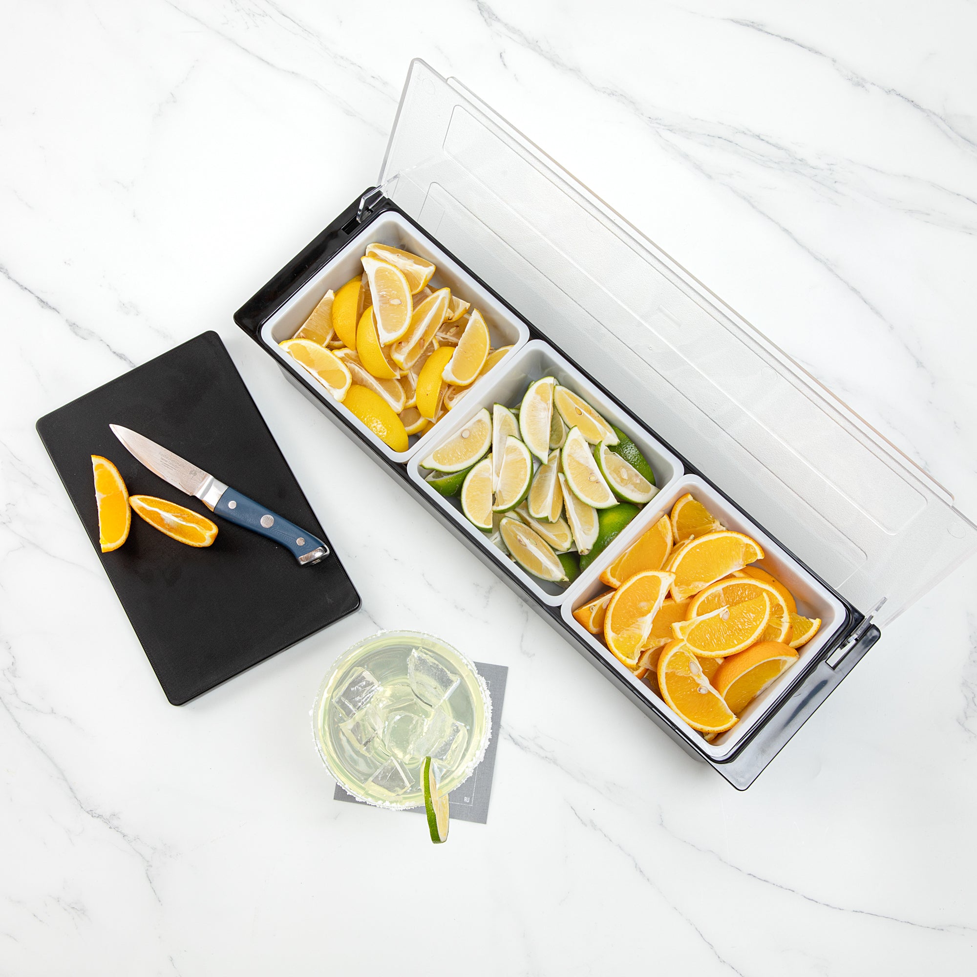 Bar Lux Black Plastic Condiment Caddy - 3 Compartment Organizer (19.5