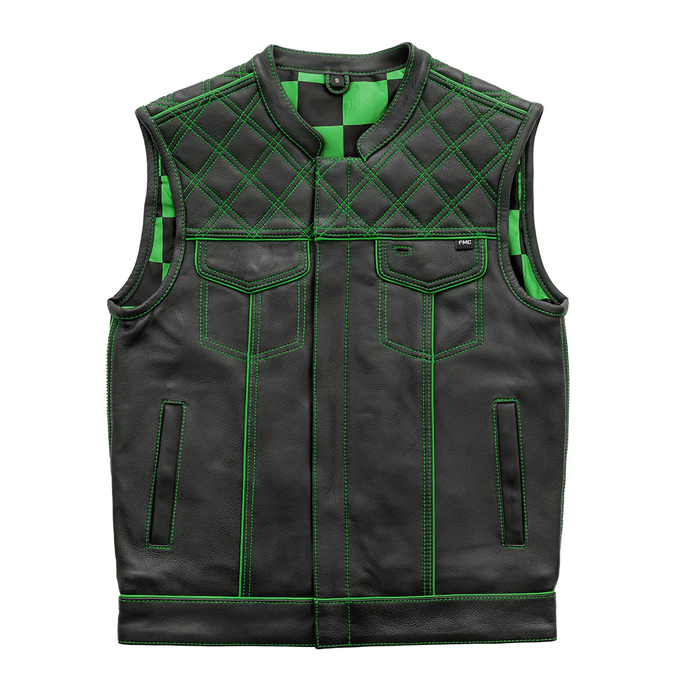 Men's Green Checker Vest - Stylish Casual & Outdoor Wear for Men | Perfect for Layering in Fall & Winter | Fashionable Checkered Design for Daily Outfits & Outdoor Activities
