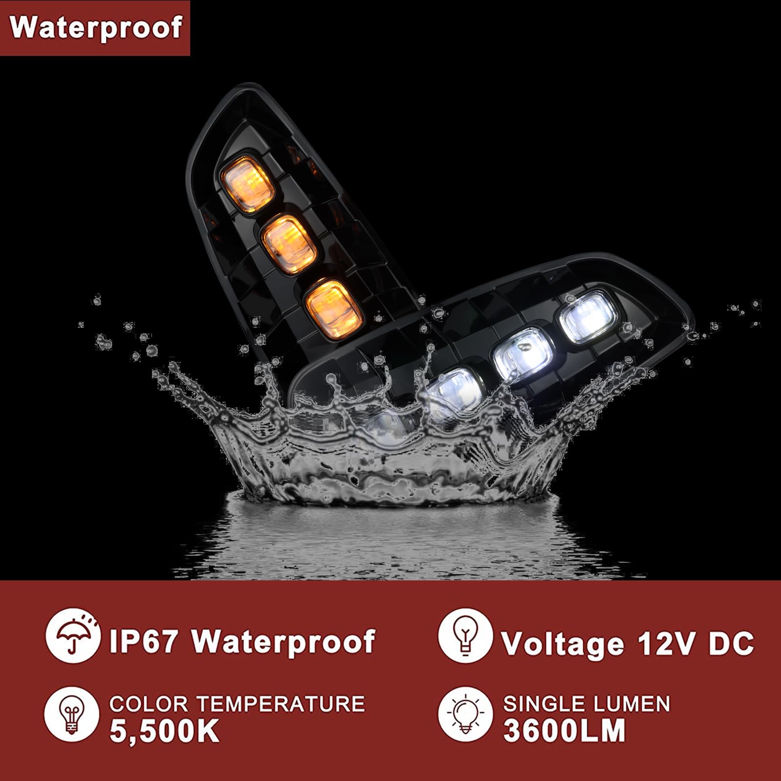 Ford F150 2010-2014 SVT Raptor SuperCrew LED Front Bumper Fog Lights with Daytime Running Lights & Turn Signal Lamps - Durable Off-Road Lighting for Night Driving & Enhanced Visibility