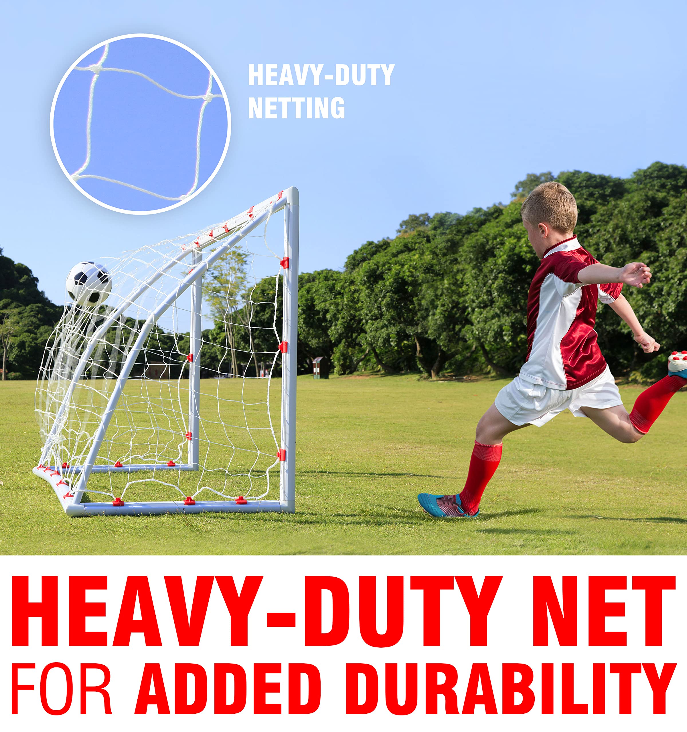 6'x4' Portable Soccer Goal for Kids & Teens - High-Strength Weatherproof Backyard Football Net with Quick Setup - Perfect Sports Gift for Ages 3-14 - Ideal for Backyard Practice, Youth Training & Outdoor Games (White)