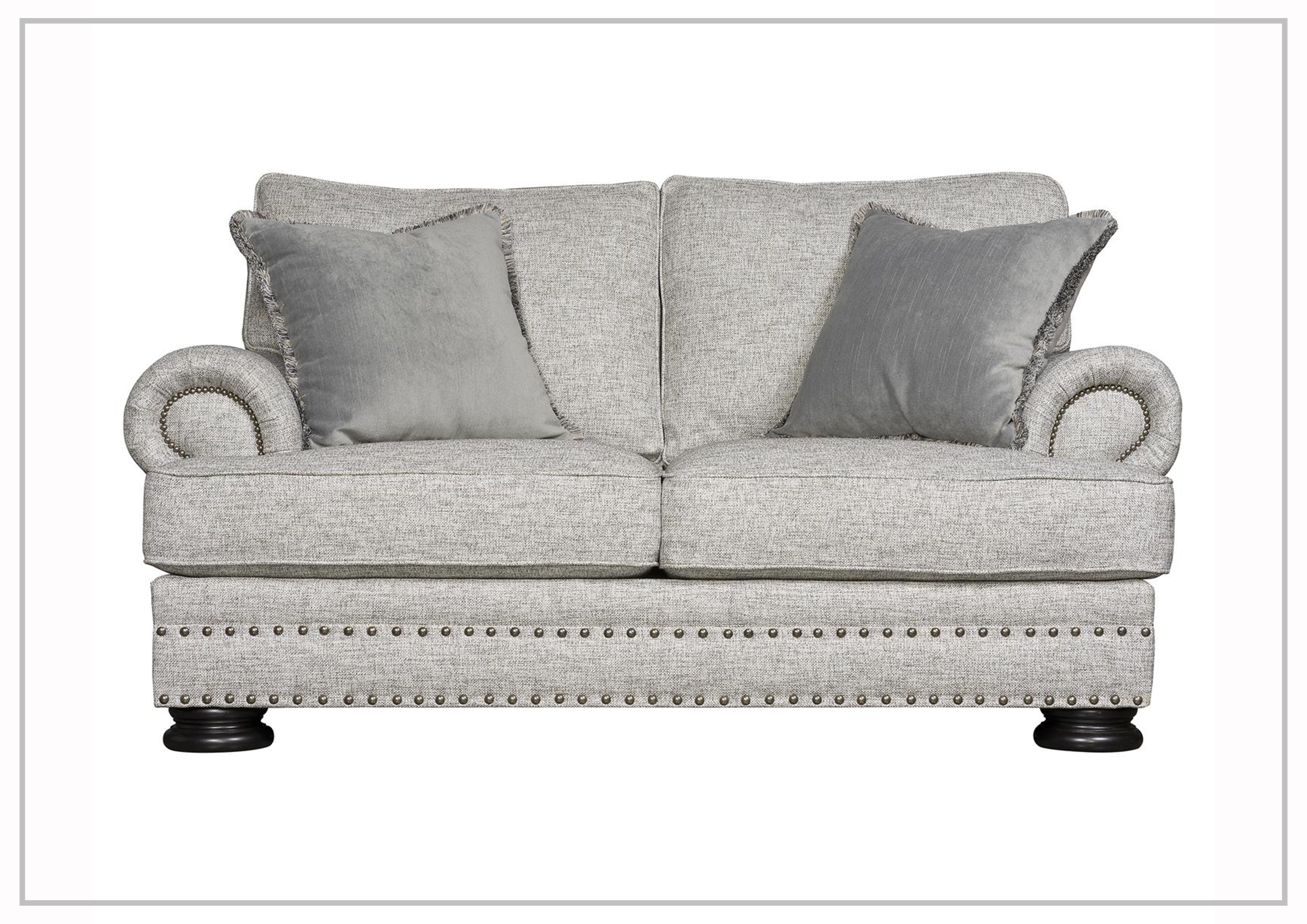 Bernhardt Foster Fabric Loveseat with Rolled Arms - Comfortable Small Sofa for Living Room, Bedroom, or Office Space