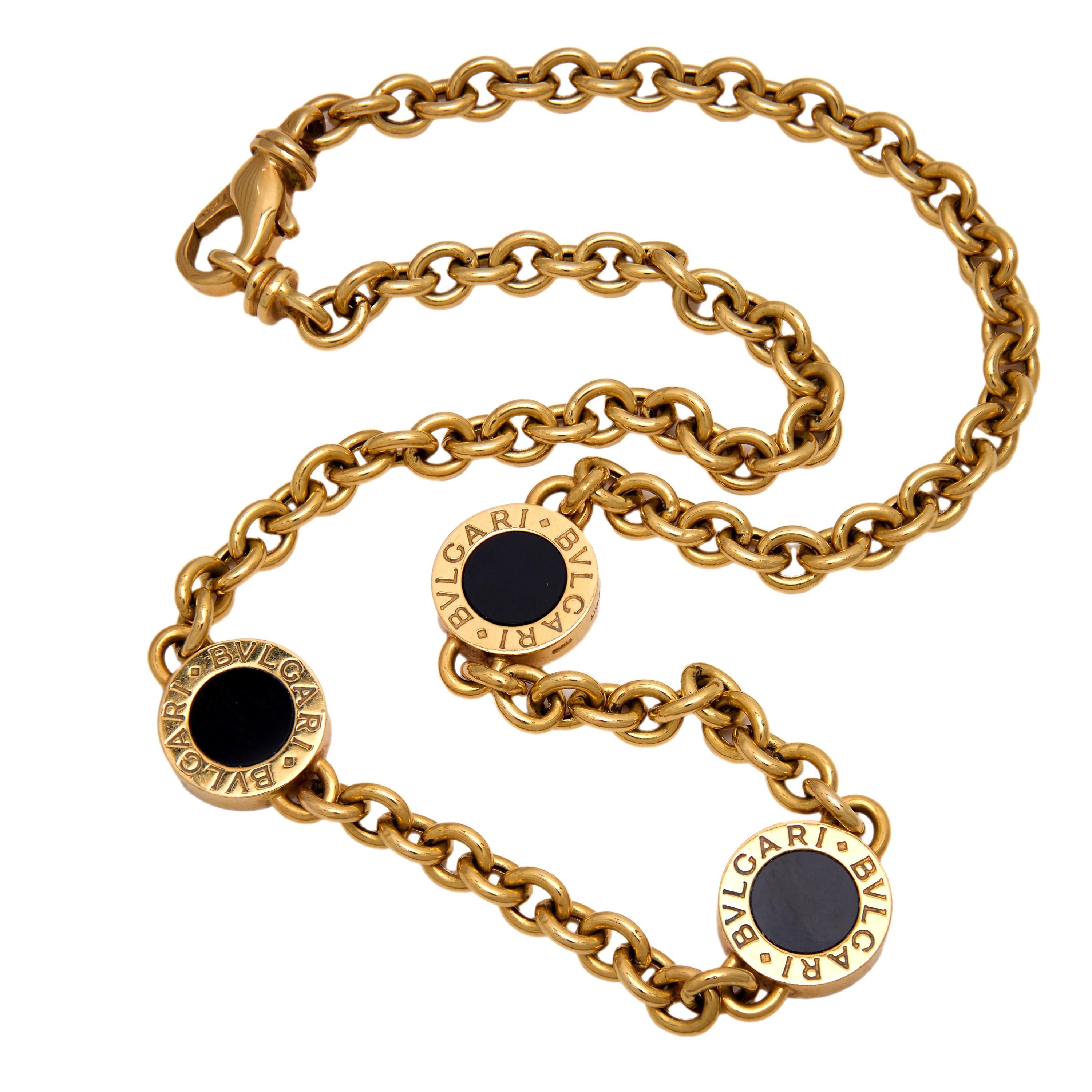 Bvlgari Onyx 18K Yellow Gold Necklace for Women - Luxury Italian Jewelry Gift for Anniversary, Birthday & Special Occasions