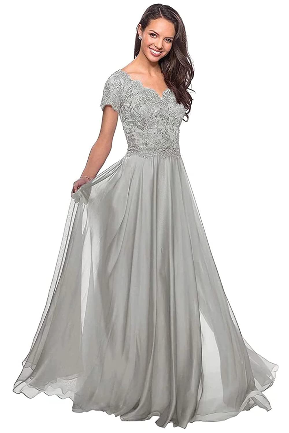 Elegant Chiffon Mother of The Bride Dresses - Long Formal Evening Gowns with Lace Details for Wedding Guest & Special Occasions - Perfect for Weddings, Galas, and Formal Events