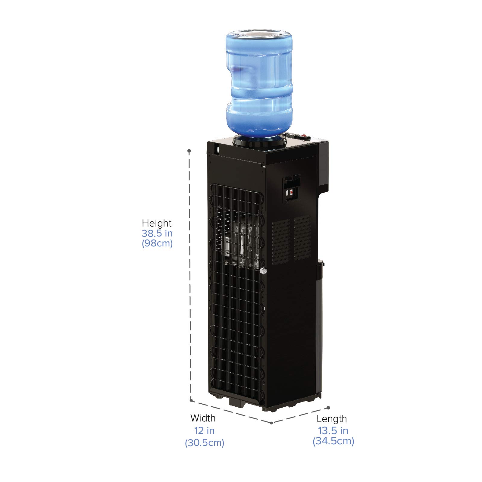 Brio Limited Edition Top Loading Water Cooler Dispenser - Black Stainless Steel - Hot & Cold Water Dispenser with Child Safety Lock - 3/5 Gallon Bottle Capacity - UL/Energy Star Certified - Perfect for Home, Office, and Kitchen Use
