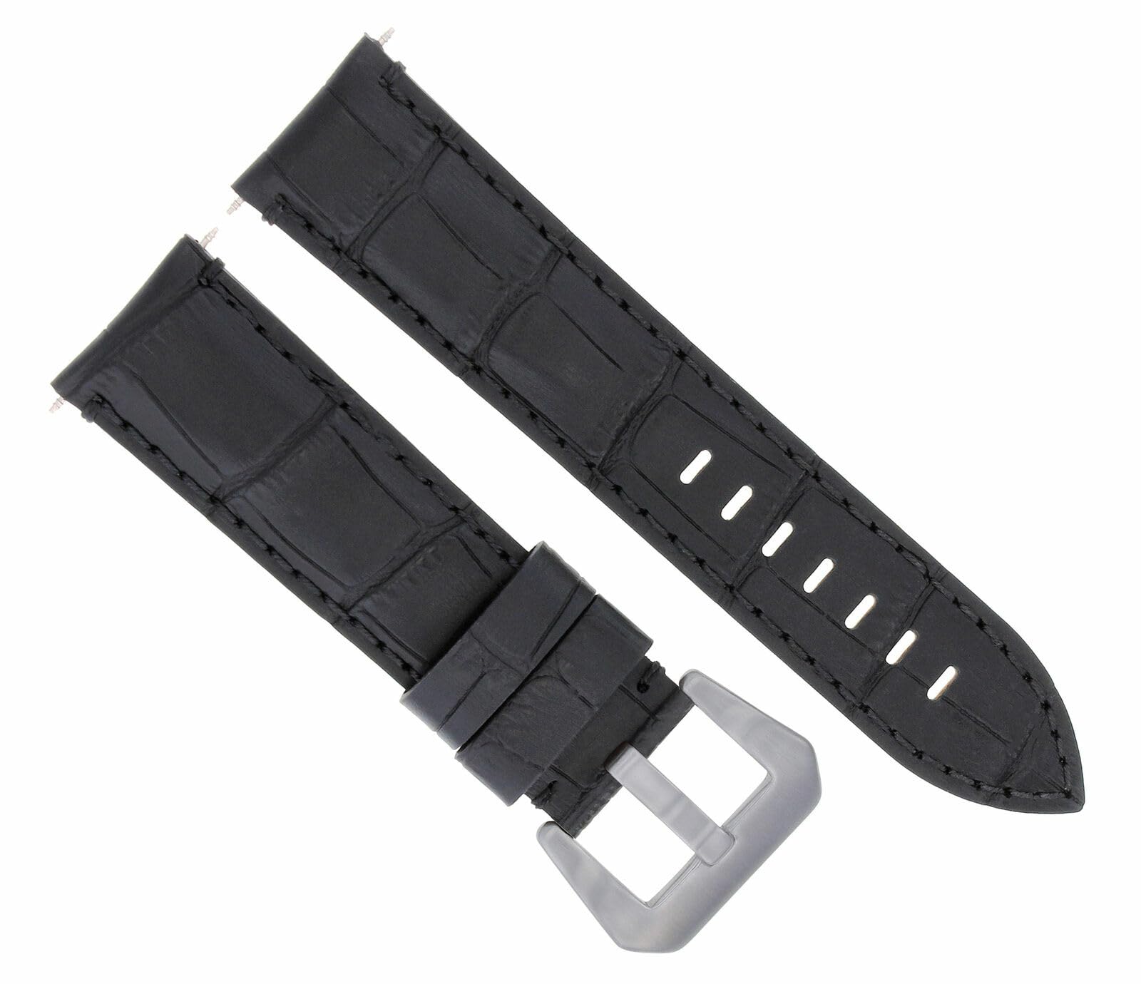 24mm Genuine Leather Watch Band Strap for Men's Montblanc Watch - Black Replacement Strap | Durable & Comfortable for Business, Casual & Formal Occasions