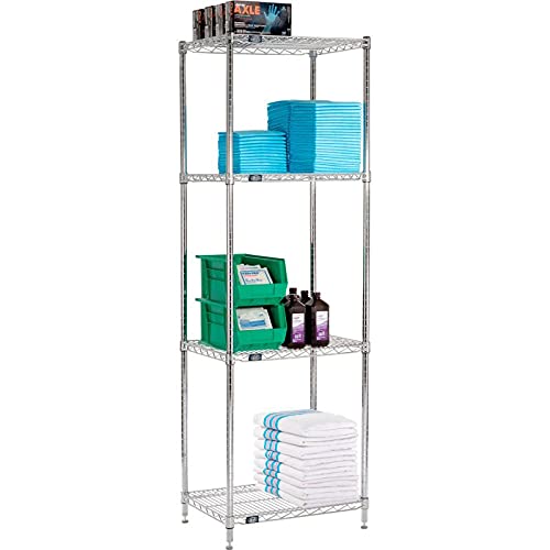 Nexel 4 Tier Adjustable Wire Shelving Unit 18x24x86 Inches - NSF Certified Commercial Storage Rack with Chrome Finish & Leveling Feet - Perfect for Kitchen, Garage, Pantry, and Warehouse Organization