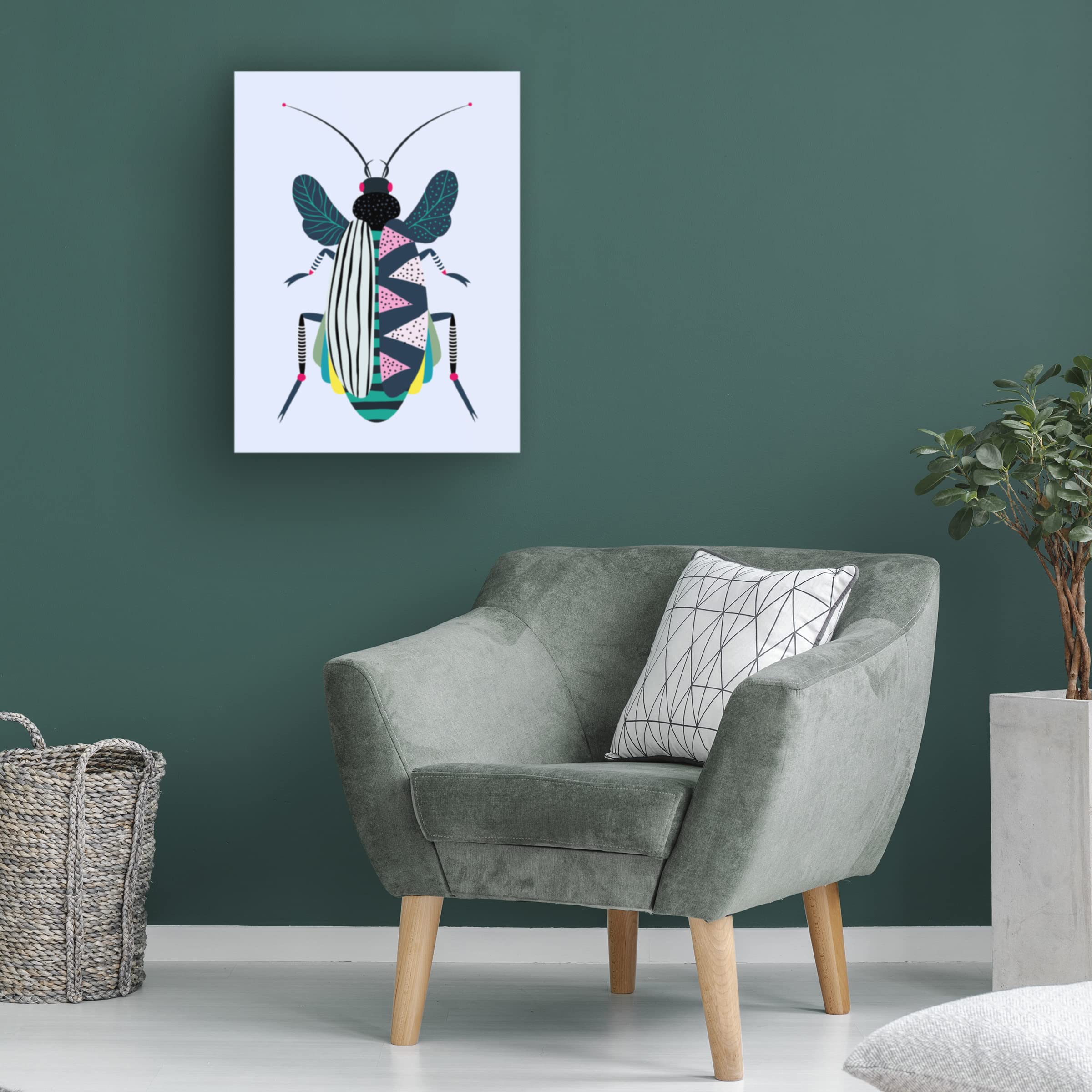 Trademark Fine Art 'Beetle' Canvas Wall Art Print by Ayse - Modern Home Decor for Living Room, Bedroom & Office