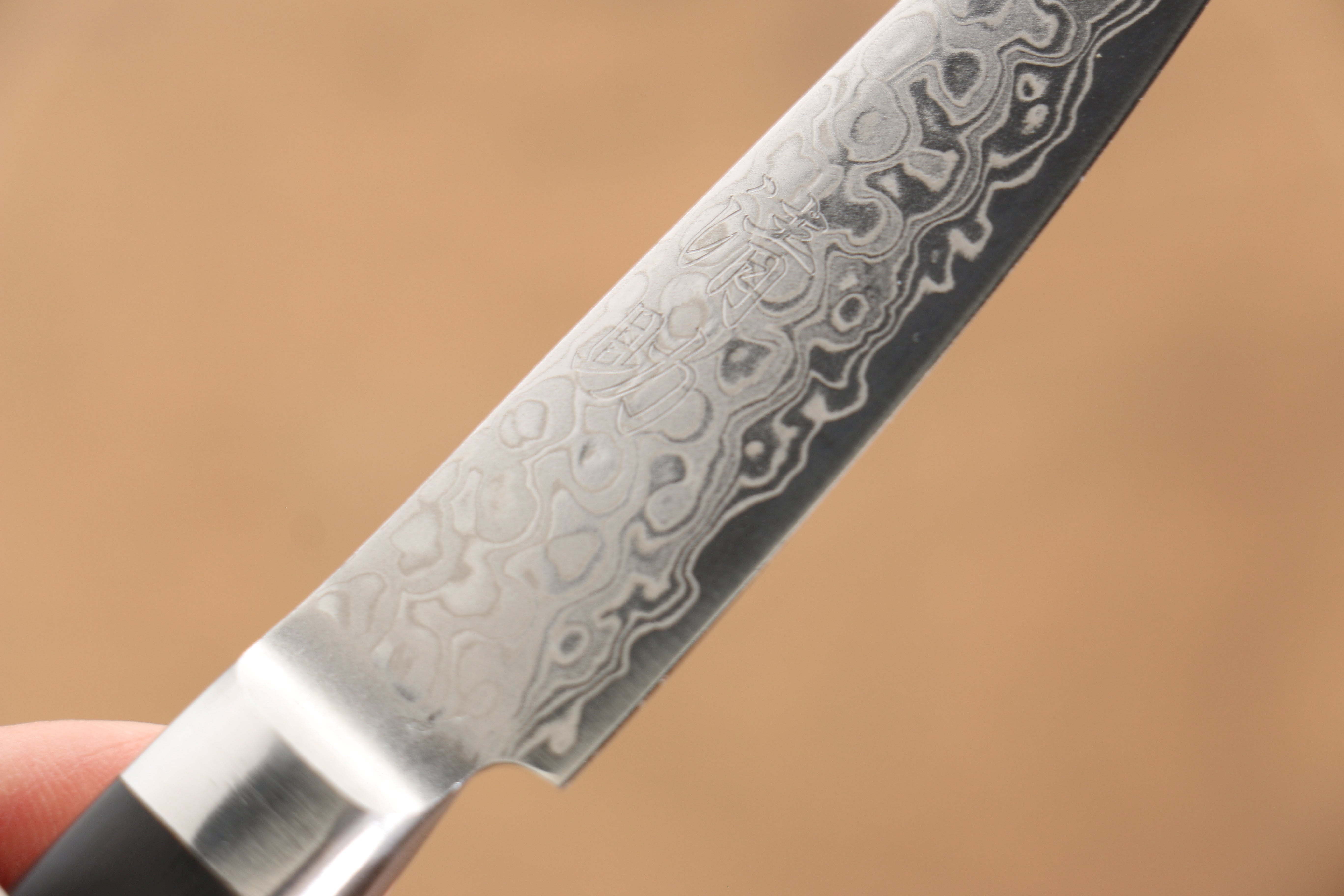 Seisuke Kagami AUS10 Damascus Petty Knife 80mm - Mirrored Finish, Black Pakkawood Handle - Perfect for Slicing, Peeling & Precision Kitchen Tasks