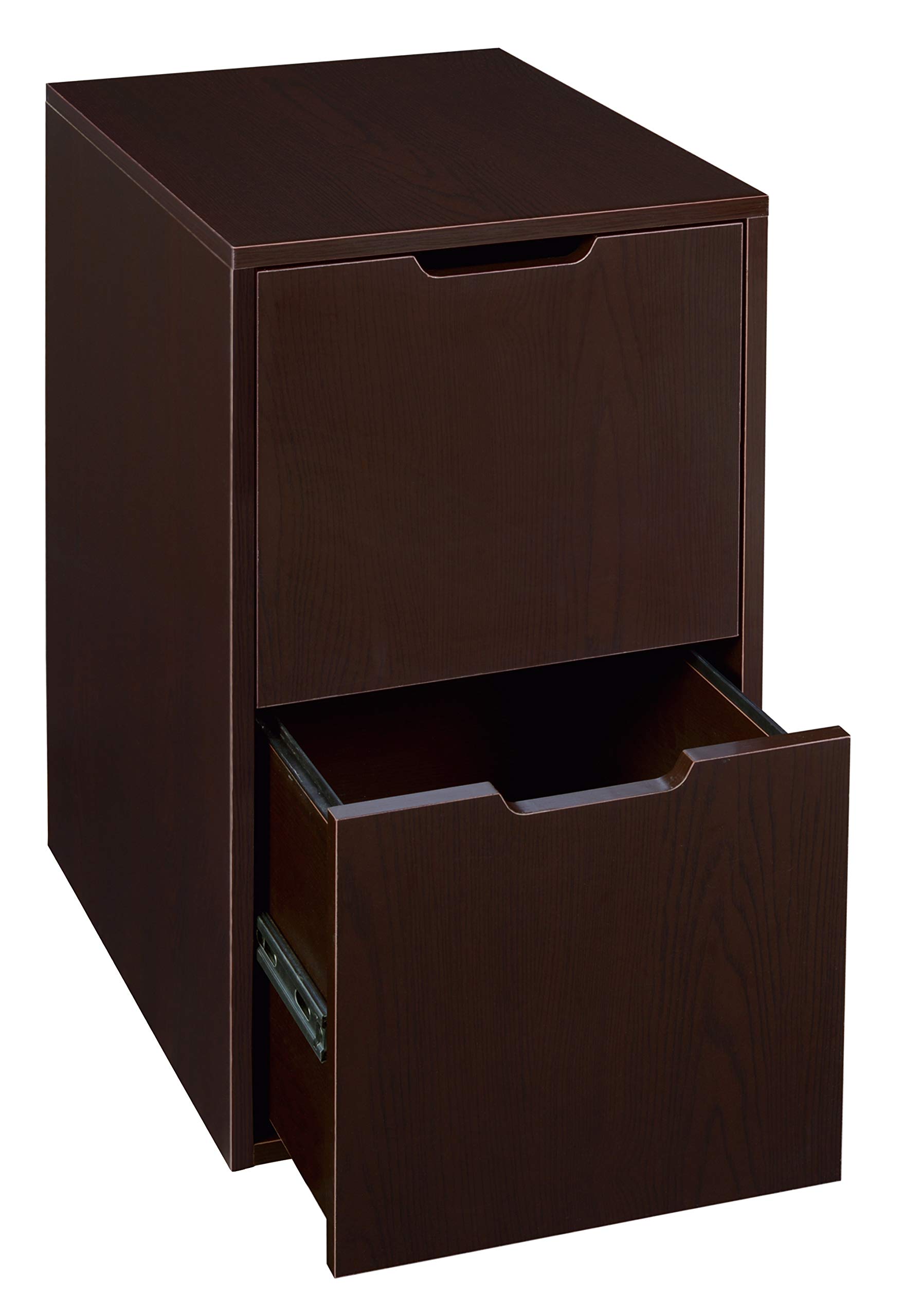 Freestanding Two-Drawer Filing Cabinet with Pedestal - Truffle Brown for Home Office Organization & Document Storage