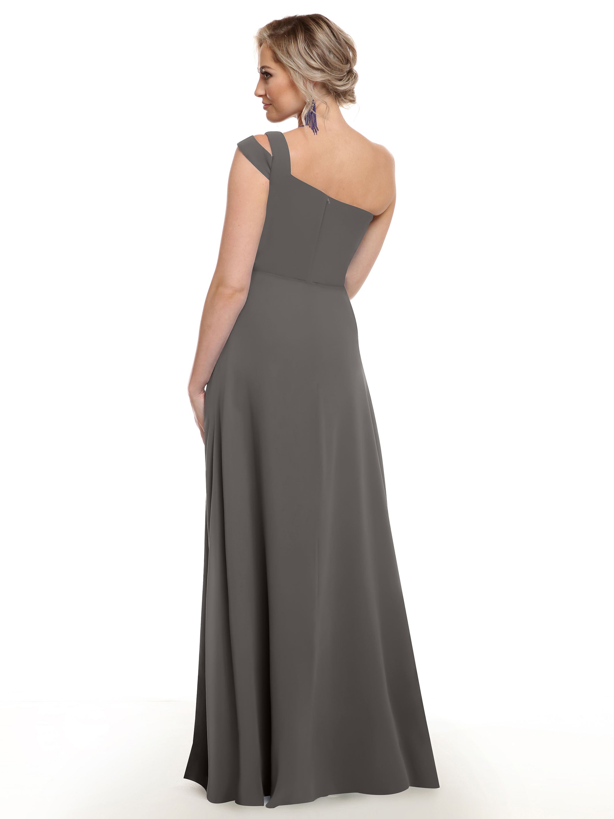 Elegant 80139 Chiffon A-Line One Shoulder Bridesmaid Dress with High Slit - Perfect for Weddings, Proms & Formal Events