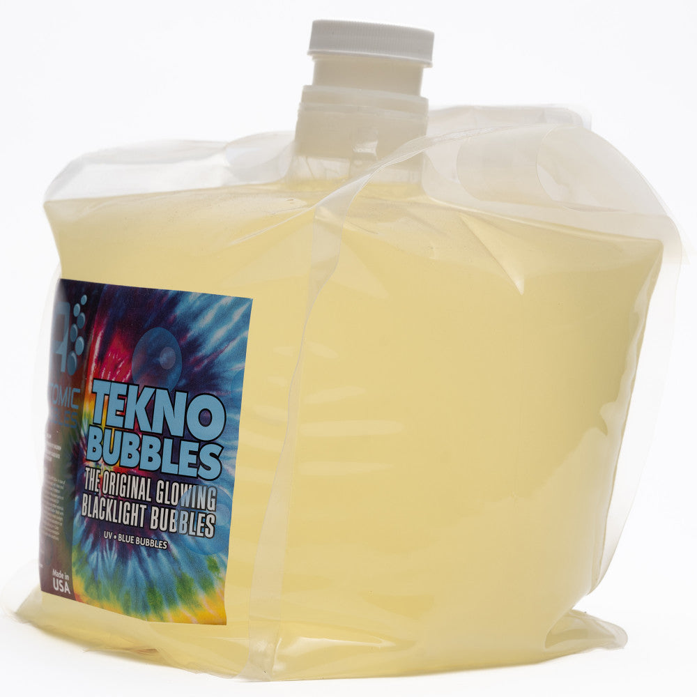 Atomic Bubbles Tekno Bubbles UV Glowing Bubble Refill Solution - 128oz Blue for Night Parties, Outdoor Events & Kids Play | Long-Lasting Glow in The Dark Bubbles