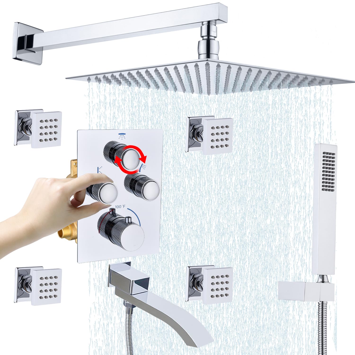 4-Function Thermostatic Shower System with 12
