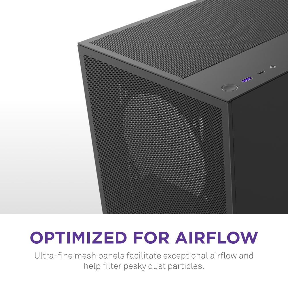 NZXT H5 Flow 2024 Compact ATX Mid-Tower PC Gaming Case - High Airflow Design with 2 x 120mm Fans - Supports 360mm Front & 240mm Top Radiators - Advanced Cable Management & Tempered Glass Side Panel - Sleek Black Finish - Perfect for Gaming Rigs, Streaming Setups, and Custom Water Cooling Builds