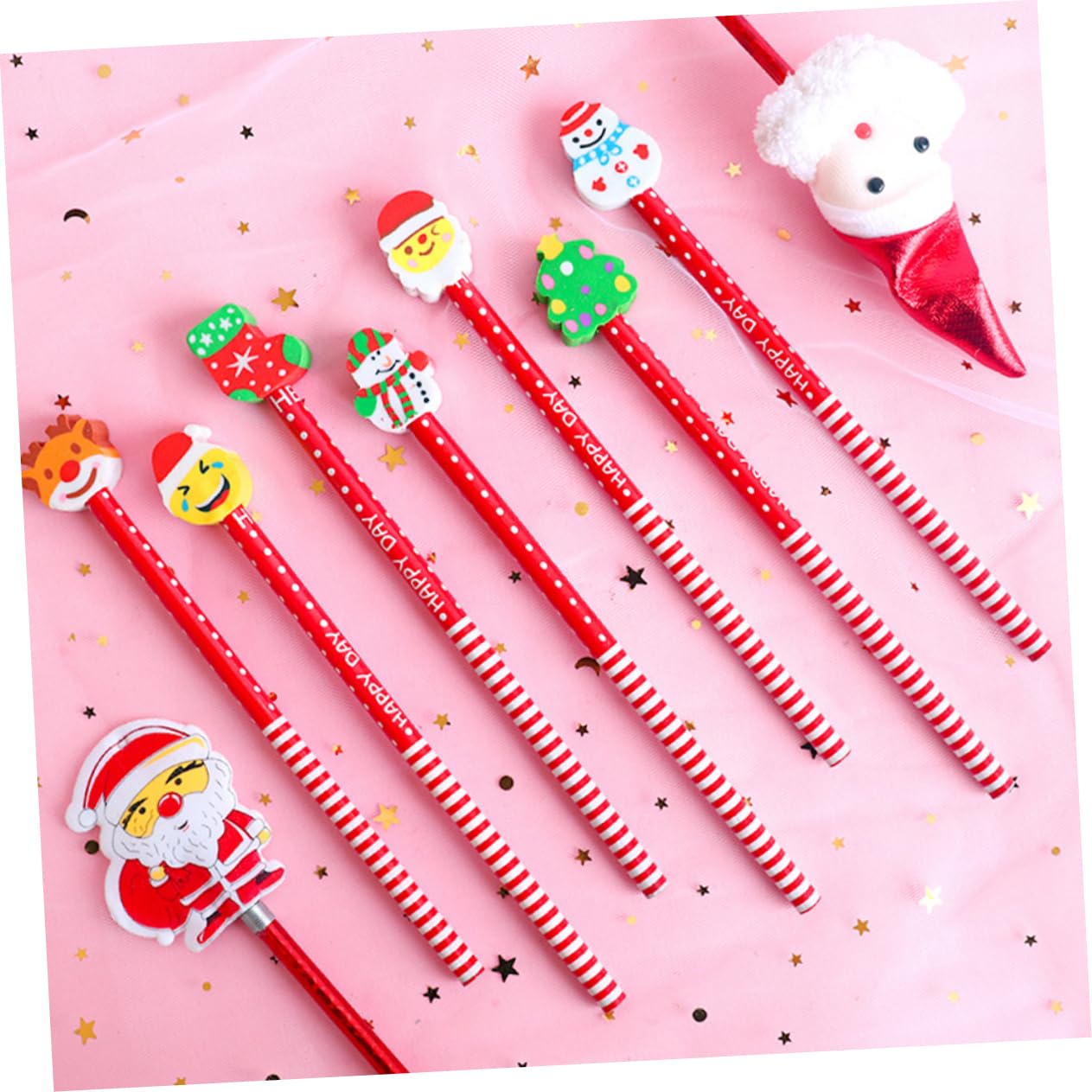 VILLCASE 15pcs Colorful Christmas Wooden Pencils - Festive Writing & Drawing Supplies for School, Office & Holiday Gift Giving