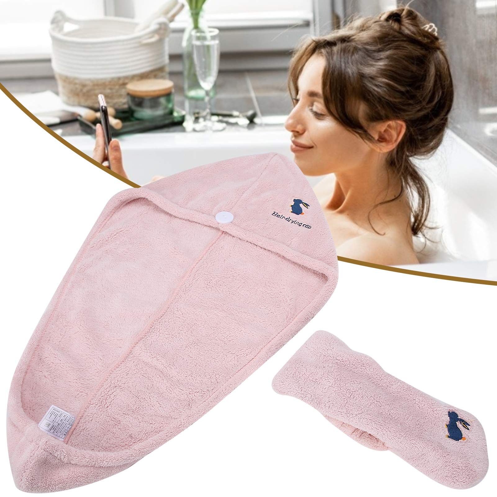 Soft & Lightweight Hair Towel Wrap for Women & Men - Quick Dry Microfiber Hair Turban with Adjustable Hair Band (Pink Set) - Perfect for Post-Shower, Hair Drying, Face Washing & Makeup Routine