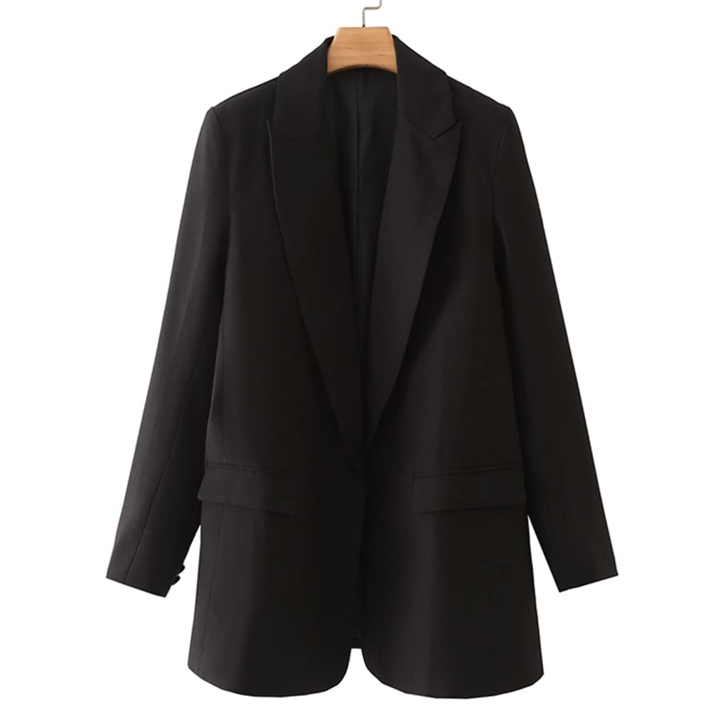 WDBBY Women's Black Long Sleeve Work Blazer Jacket - Professional Office Wear for Business Women | Perfect for Interviews, Meetings & Formal Occasions (Color: Black, Size: L)