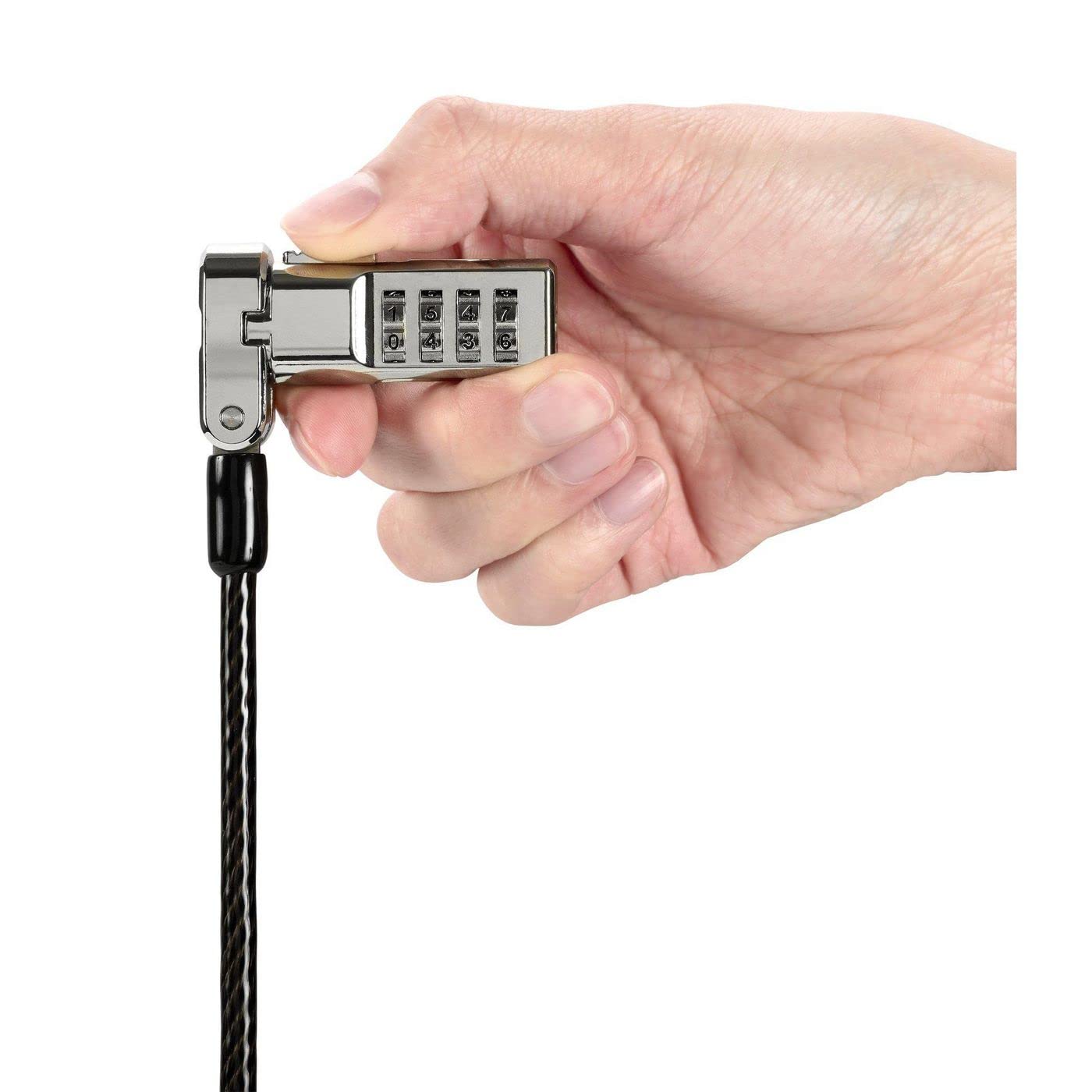 Kensington 3-in-1 Universal Laptop Lock - 4-Digit Preset Combo, Carbon Steel & Plastic, 5.91ft Cable - Secure Notebooks in Office, School & Public Spaces